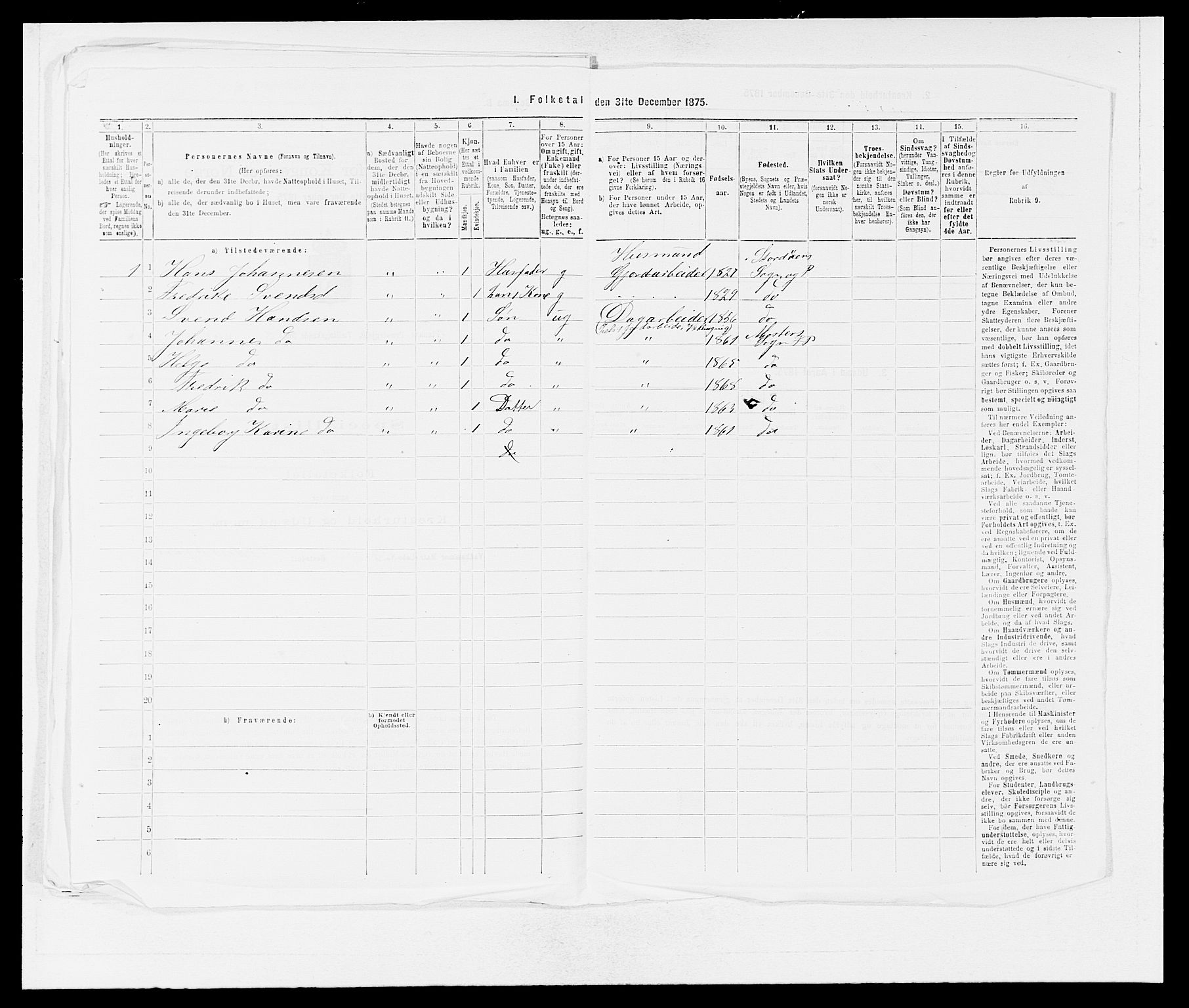 SAB, 1875 census for 1218P Finnås, 1875, p. 521