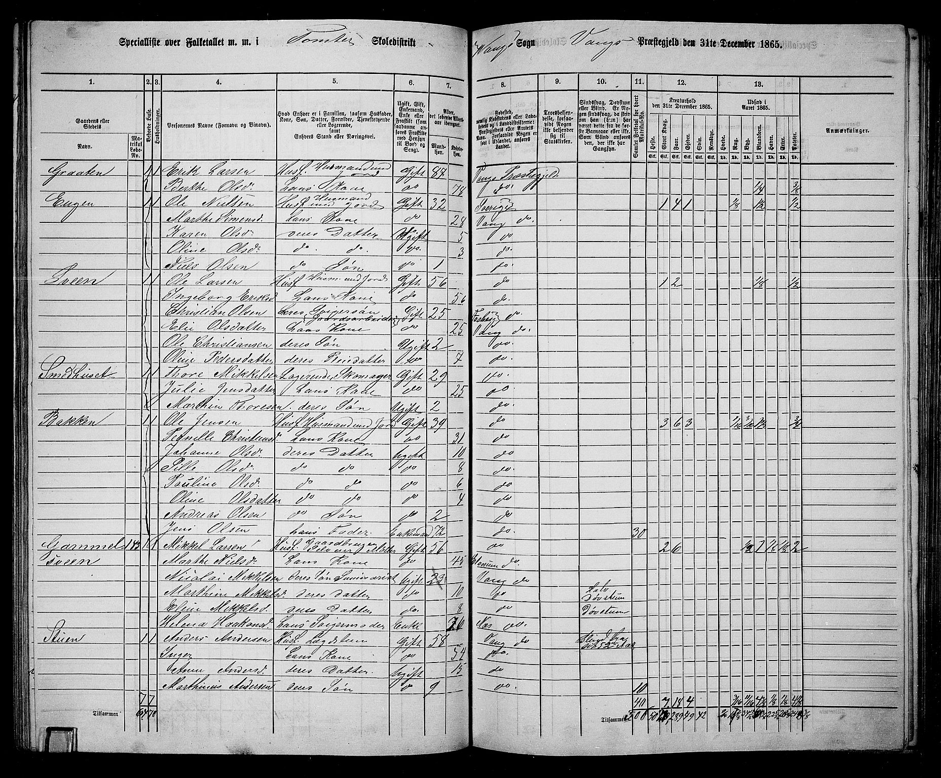 RA, 1865 census for Vang/Vang og Furnes, 1865, p. 236