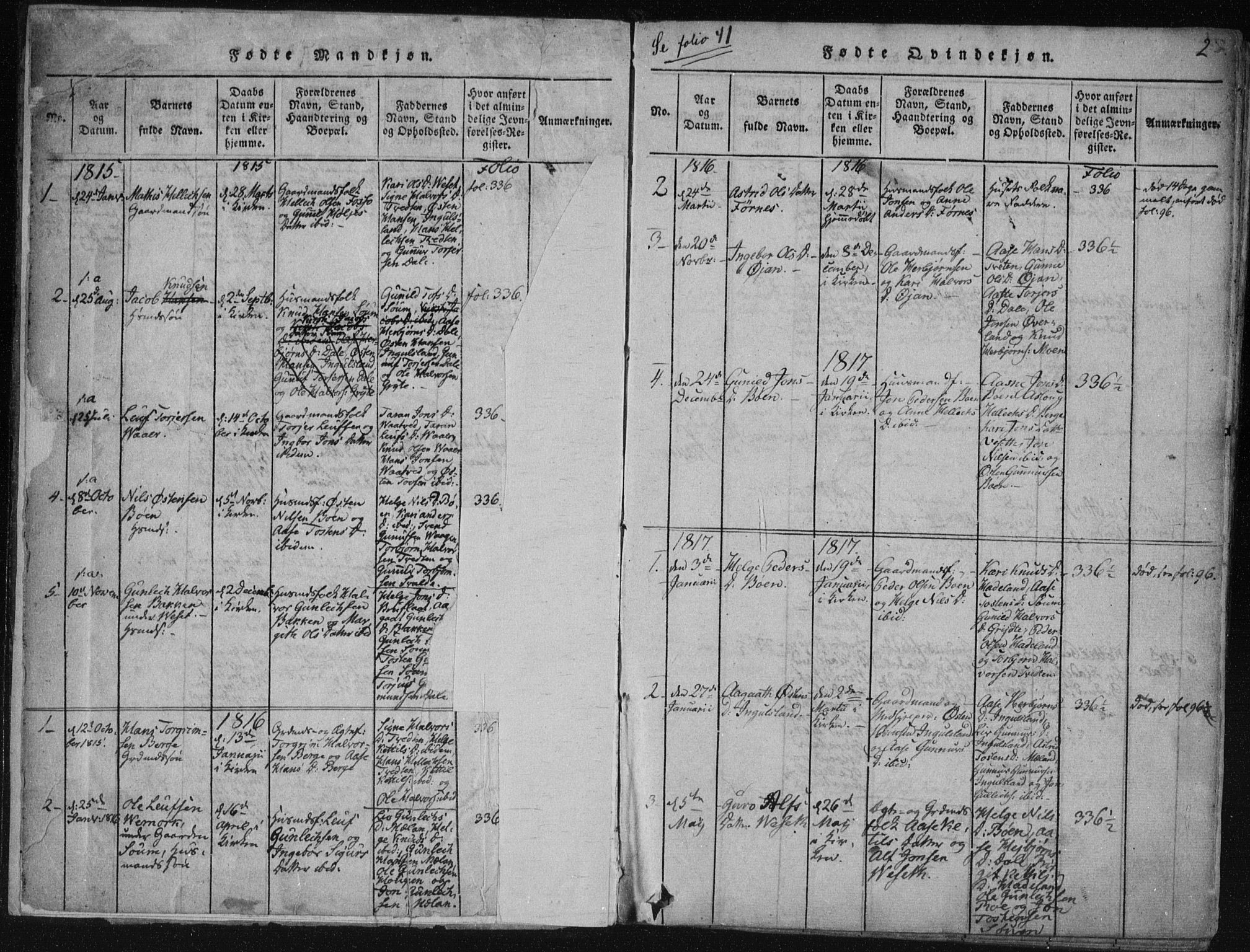 Tinn kirkebøker, SAKO/A-308/F/Fc/L0001: Parish register (official) no. III 1, 1815-1843, p. 2