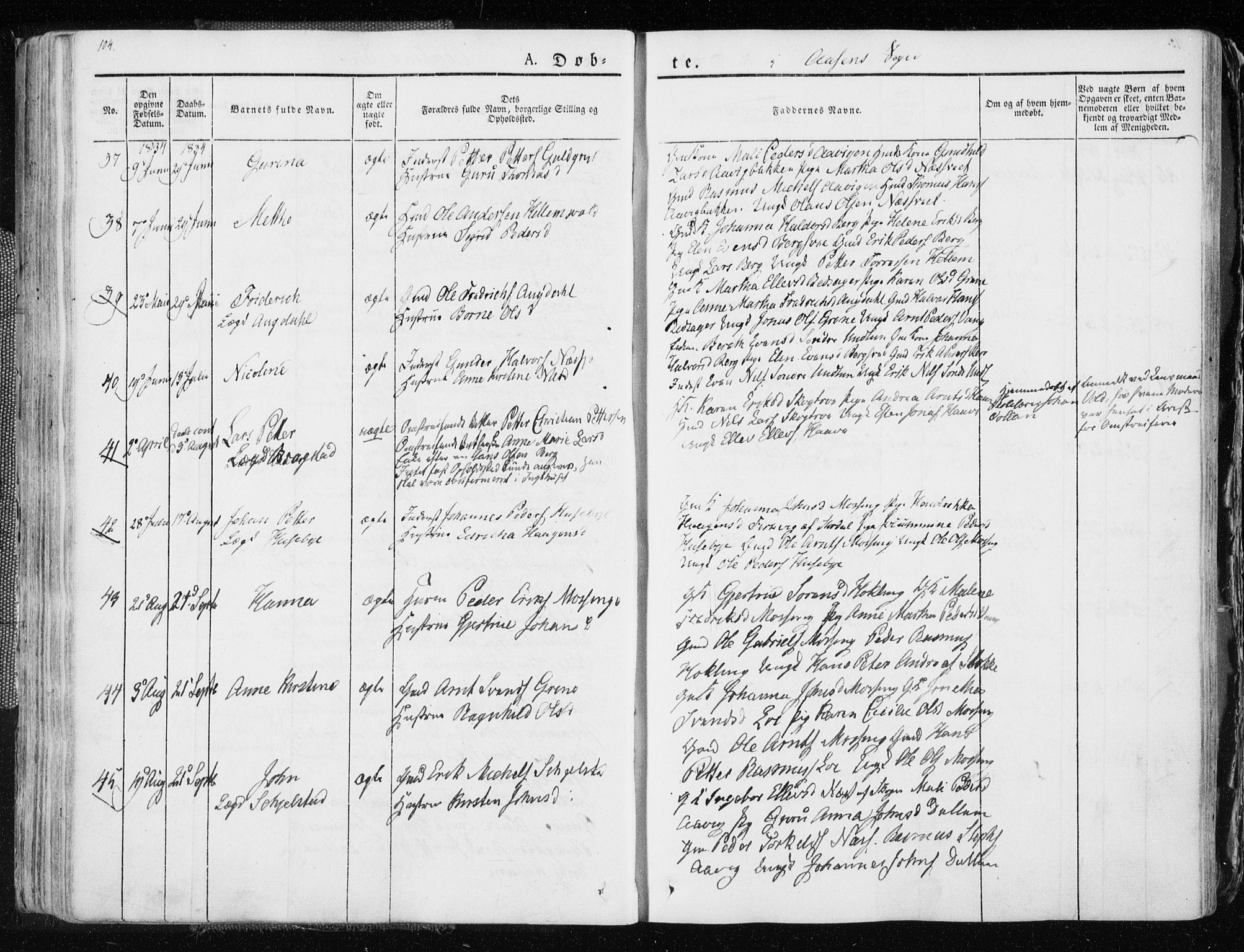 Ministerialprotokoller, klokkerbøker og fødselsregistre - Nord-Trøndelag, SAT/A-1458/713/L0114: Parish register (official) no. 713A05, 1827-1839, p. 104