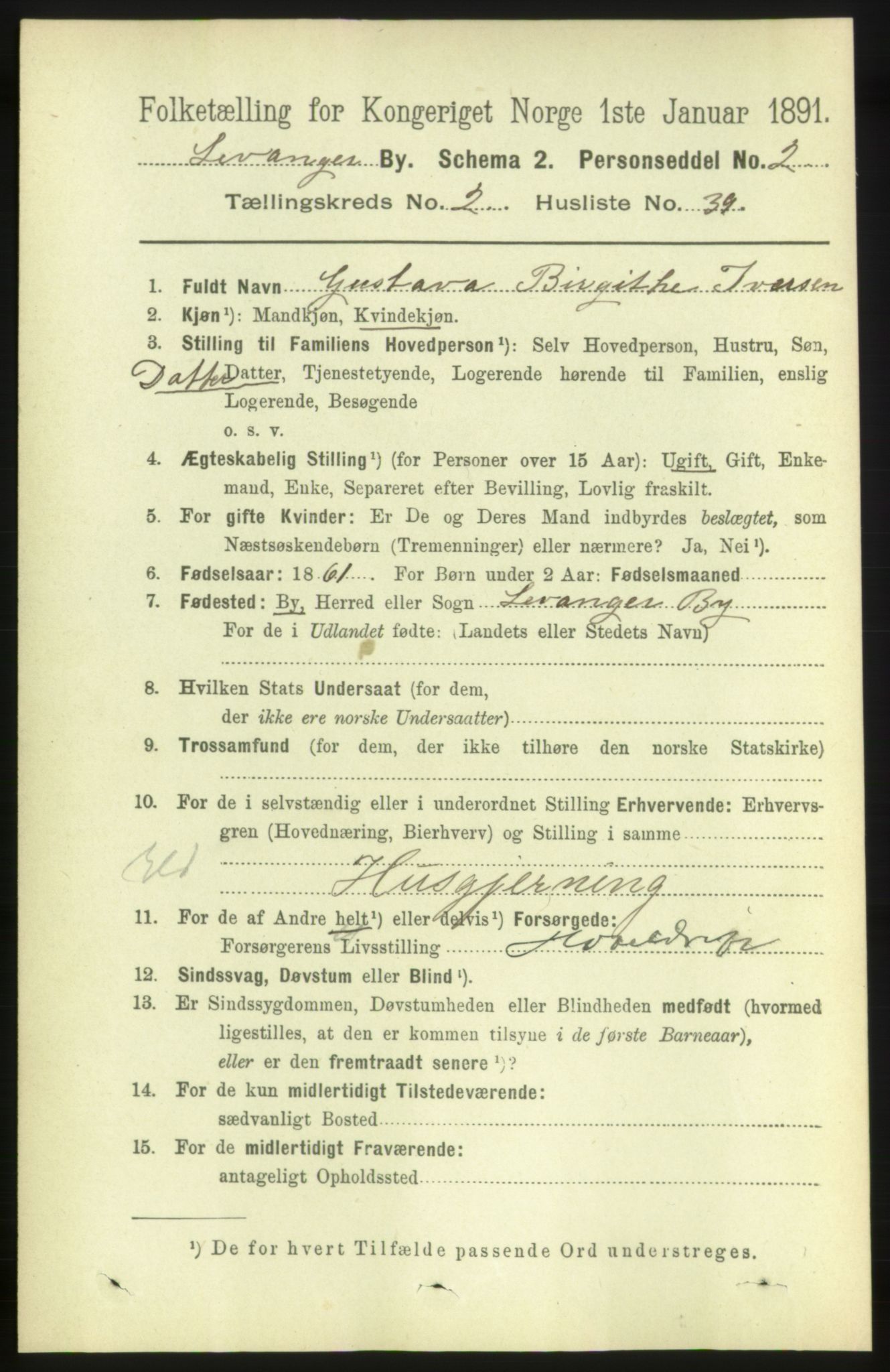 RA, 1891 census for 1701 Levanger, 1891, p. 800