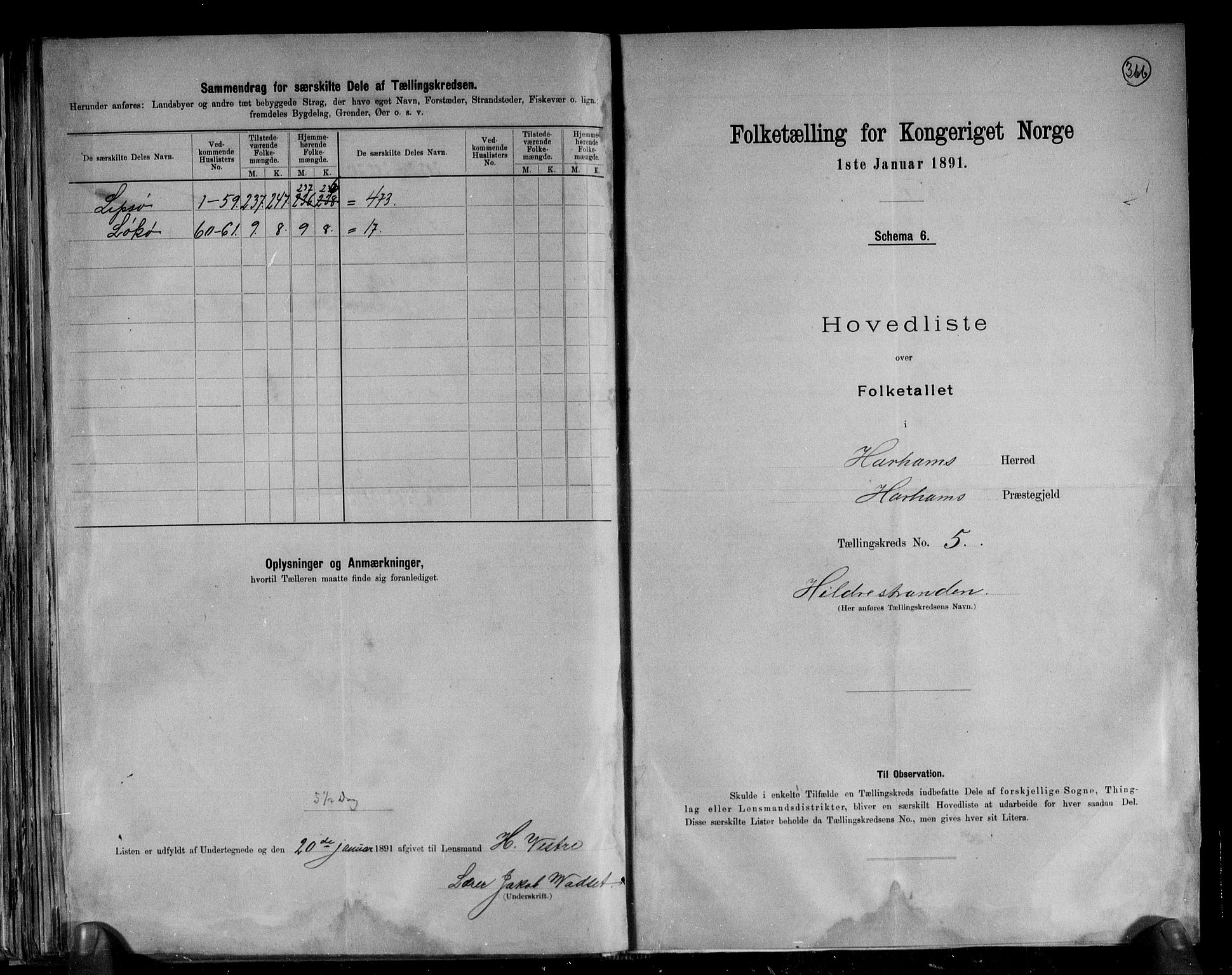 RA, 1891 census for 1534 Haram, 1891, p. 12