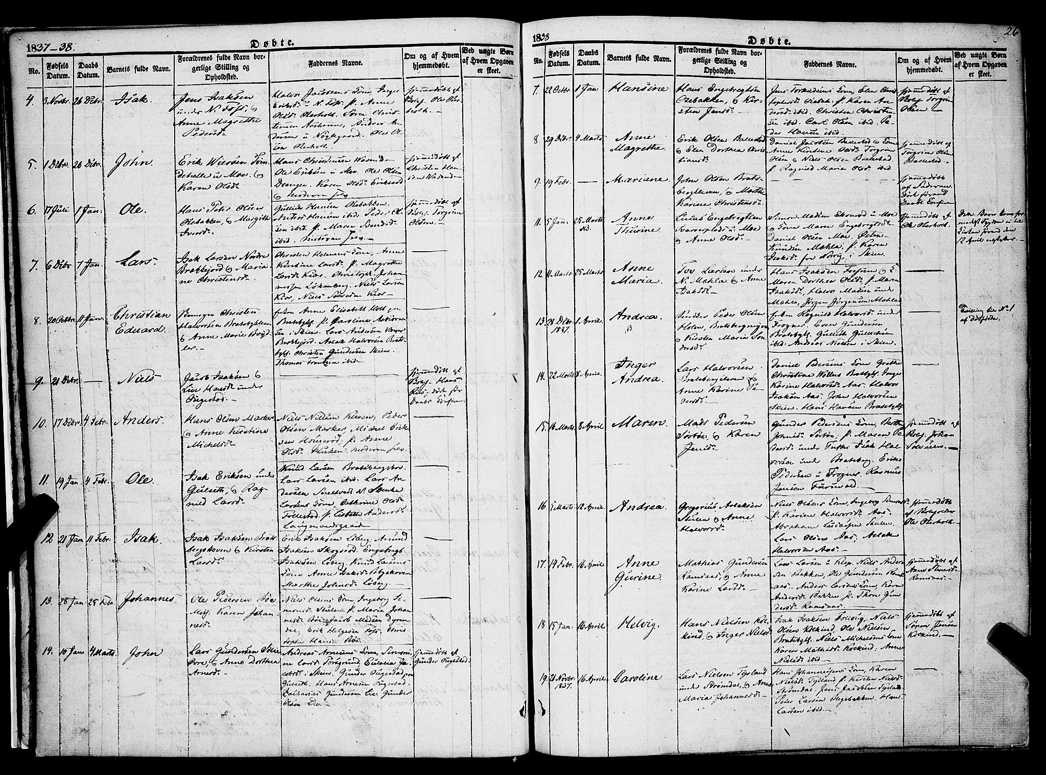 Gjerpen kirkebøker, AV/SAKO-A-265/F/Fa/L0007a: Parish register (official) no. I 7A, 1834-1857, p. 26