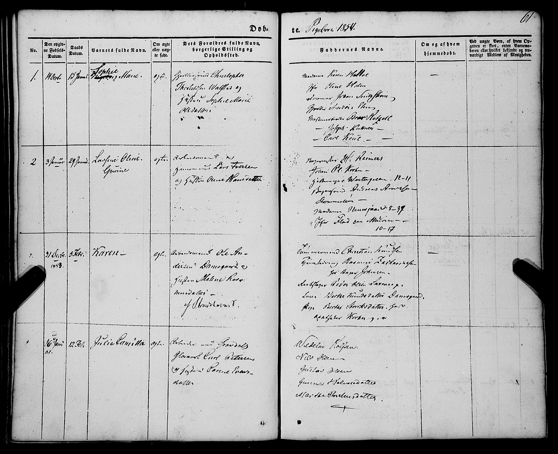 St. Jørgens hospital og Årstad sokneprestembete, AV/SAB-A-99934: Parish register (official) no. A 4, 1844-1863, p. 61