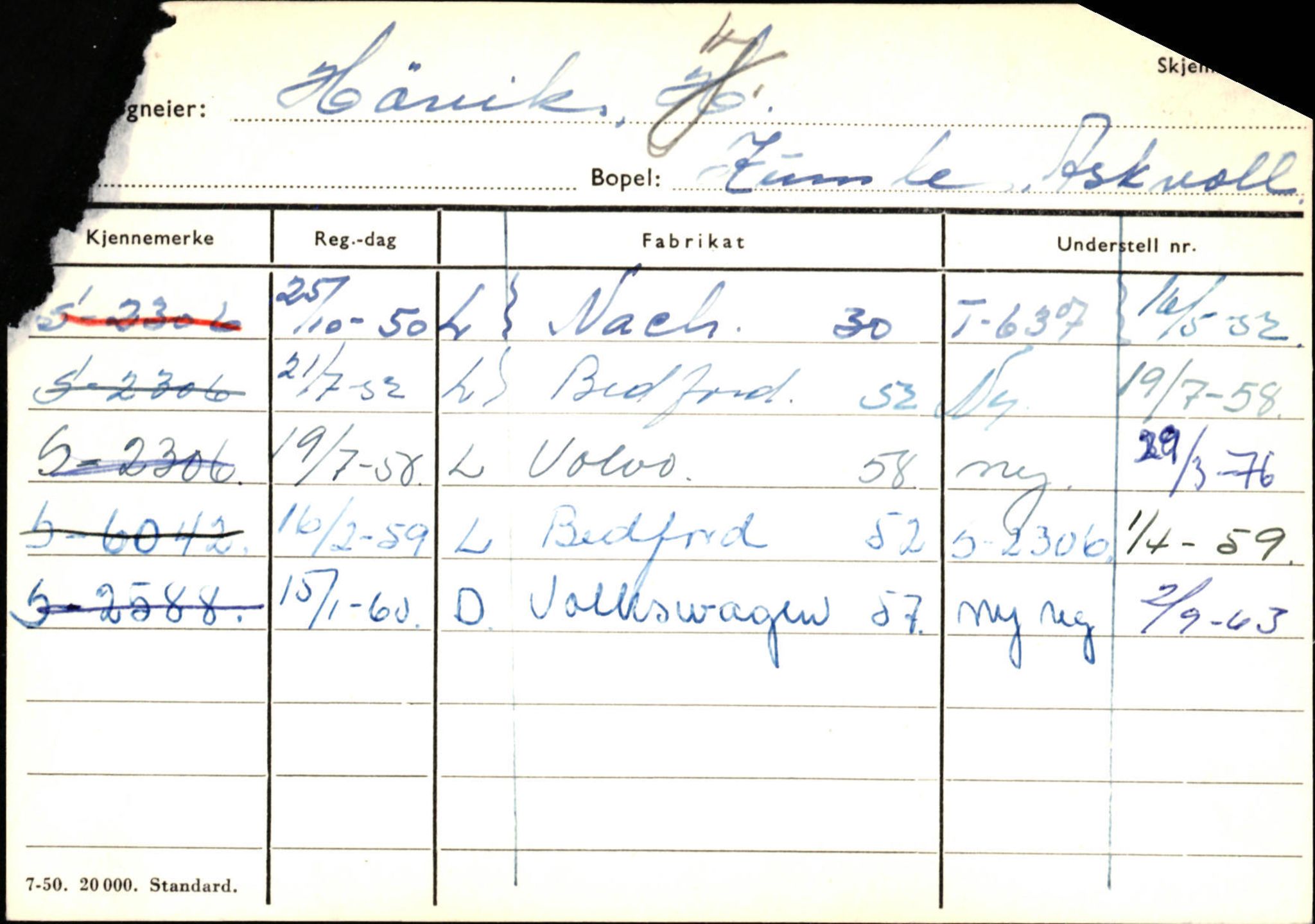 Statens vegvesen, Sogn og Fjordane vegkontor, AV/SAB-A-5301/4/F/L0132: Eigarregister Askvoll A-Å. Balestrand A-Å, 1945-1975, p. 616