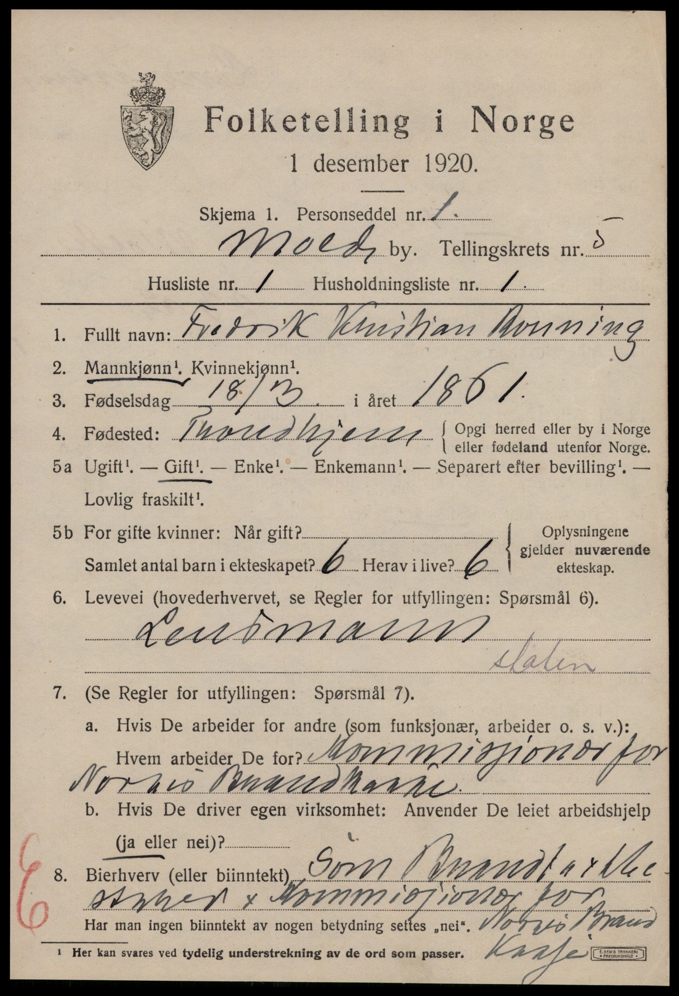 SAT, 1920 census for Molde, 1920, p. 6687