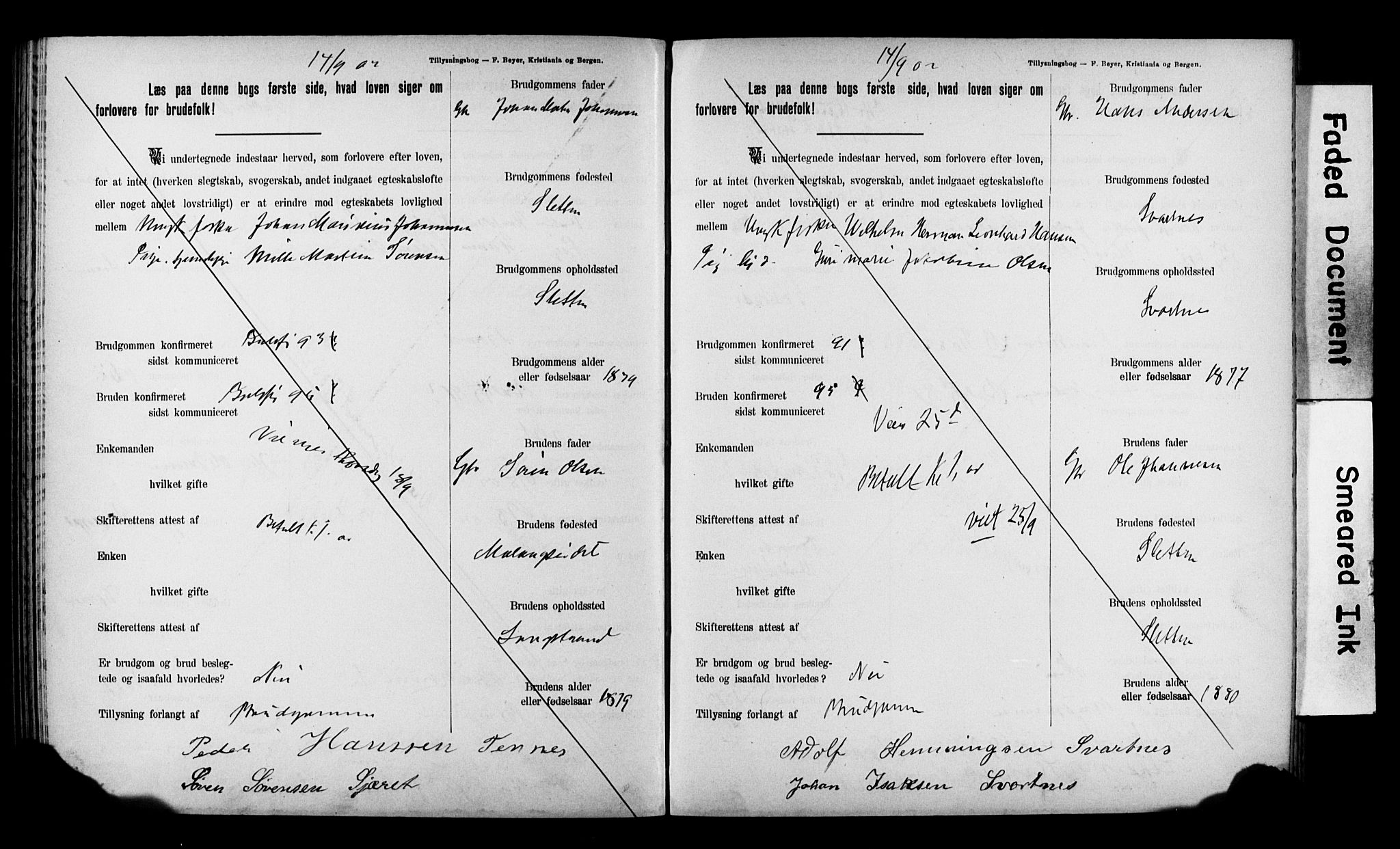 Balsfjord sokneprestembete, AV/SATØ-S-1303/H/Hd/L0031: Banns register no. 31, 1897-1906