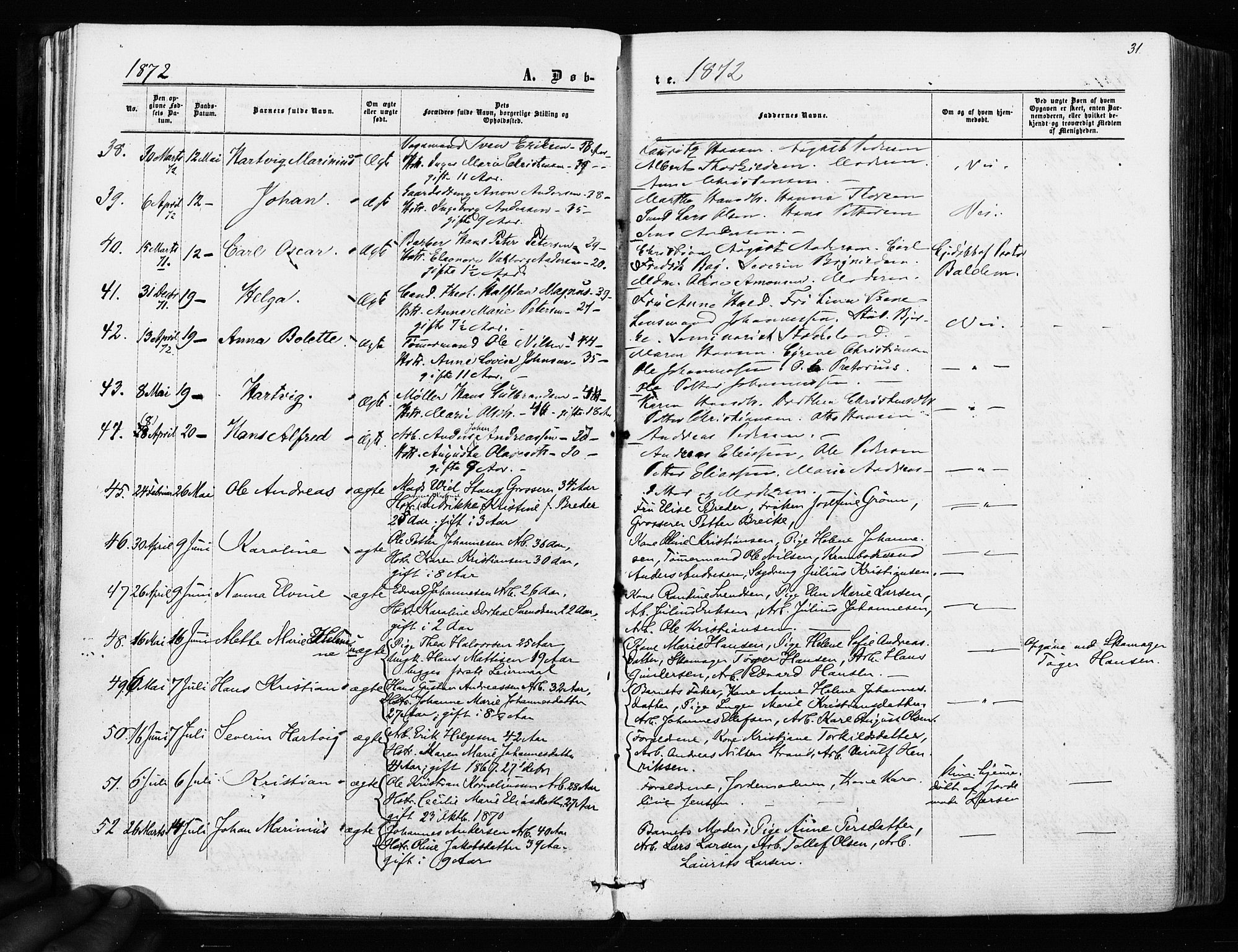 Sarpsborg prestekontor Kirkebøker, AV/SAO-A-2006/F/Fa/L0002: Parish register (official) no. 2, 1869-1877, p. 31