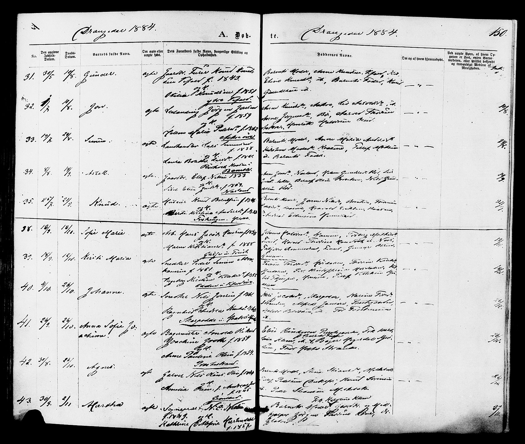 Drangedal kirkebøker, SAKO/A-258/F/Fa/L0009: Parish register (official) no. 9 /1, 1872-1884, p. 150