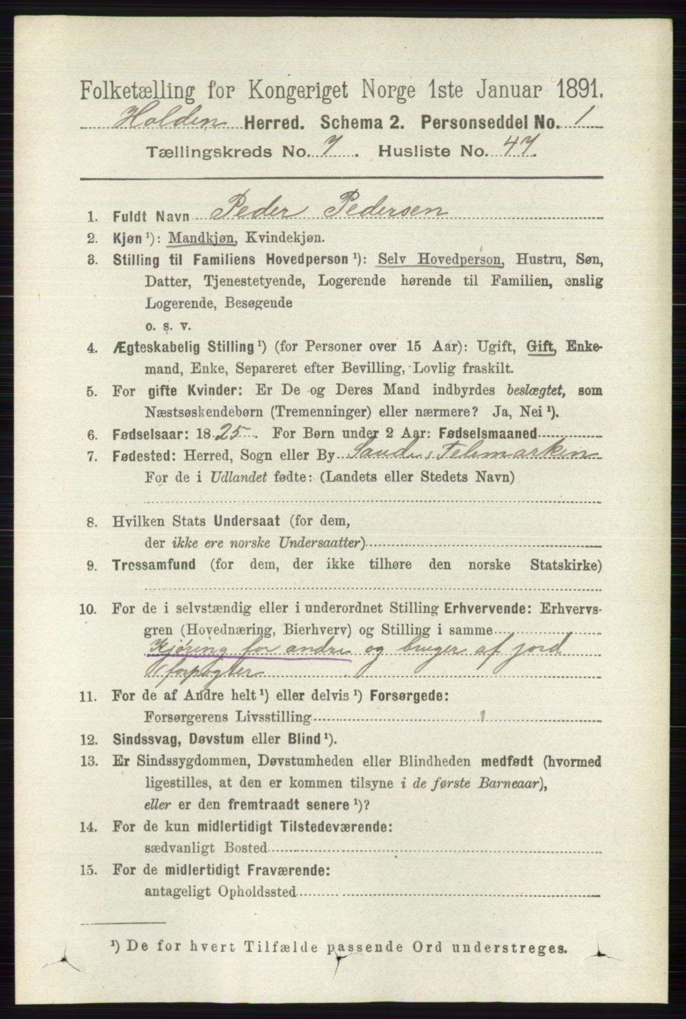 RA, 1891 census for 0819 Holla, 1891, p. 3554