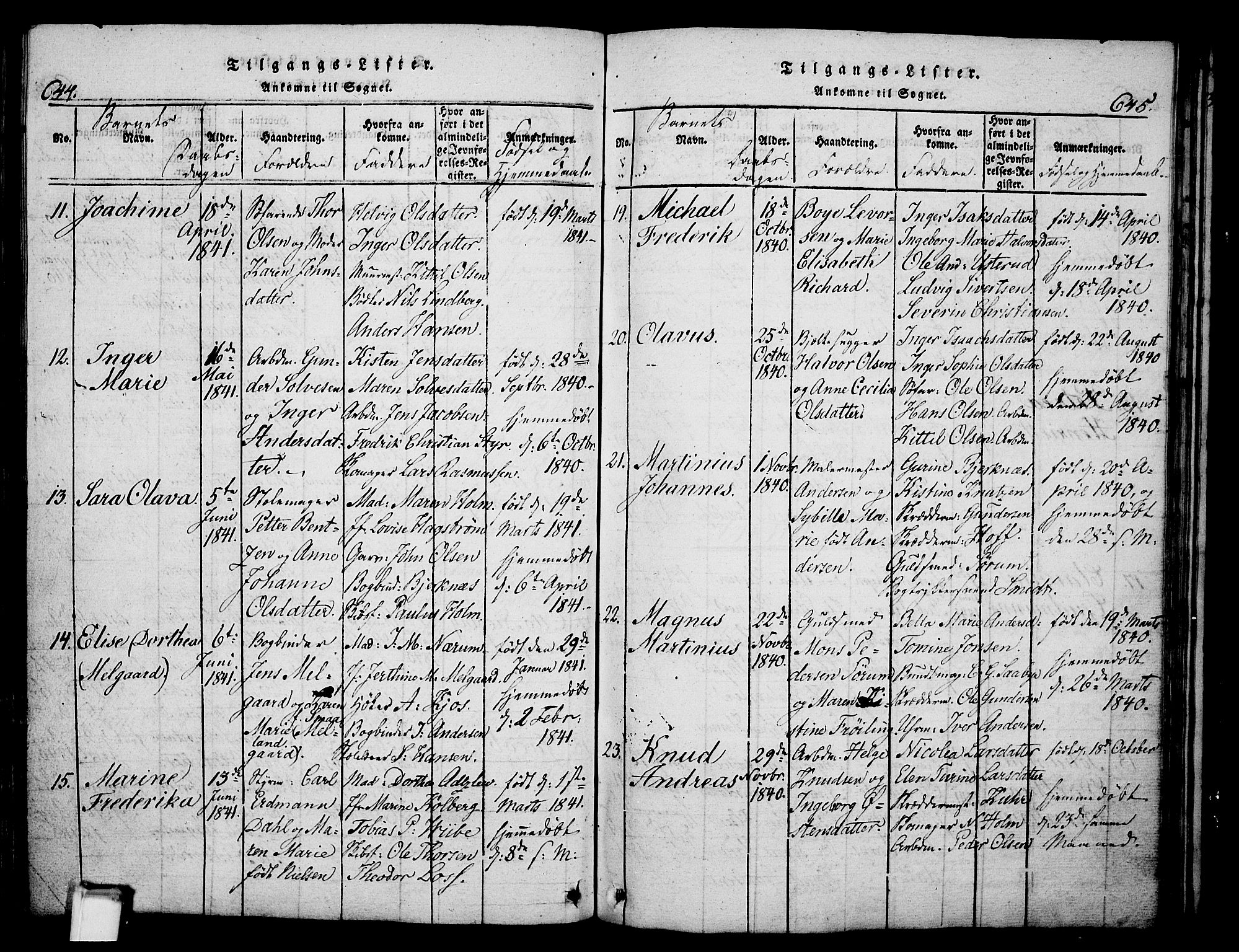 Skien kirkebøker, AV/SAKO-A-302/G/Ga/L0002: Parish register (copy) no. 2, 1814-1842, p. 644-645