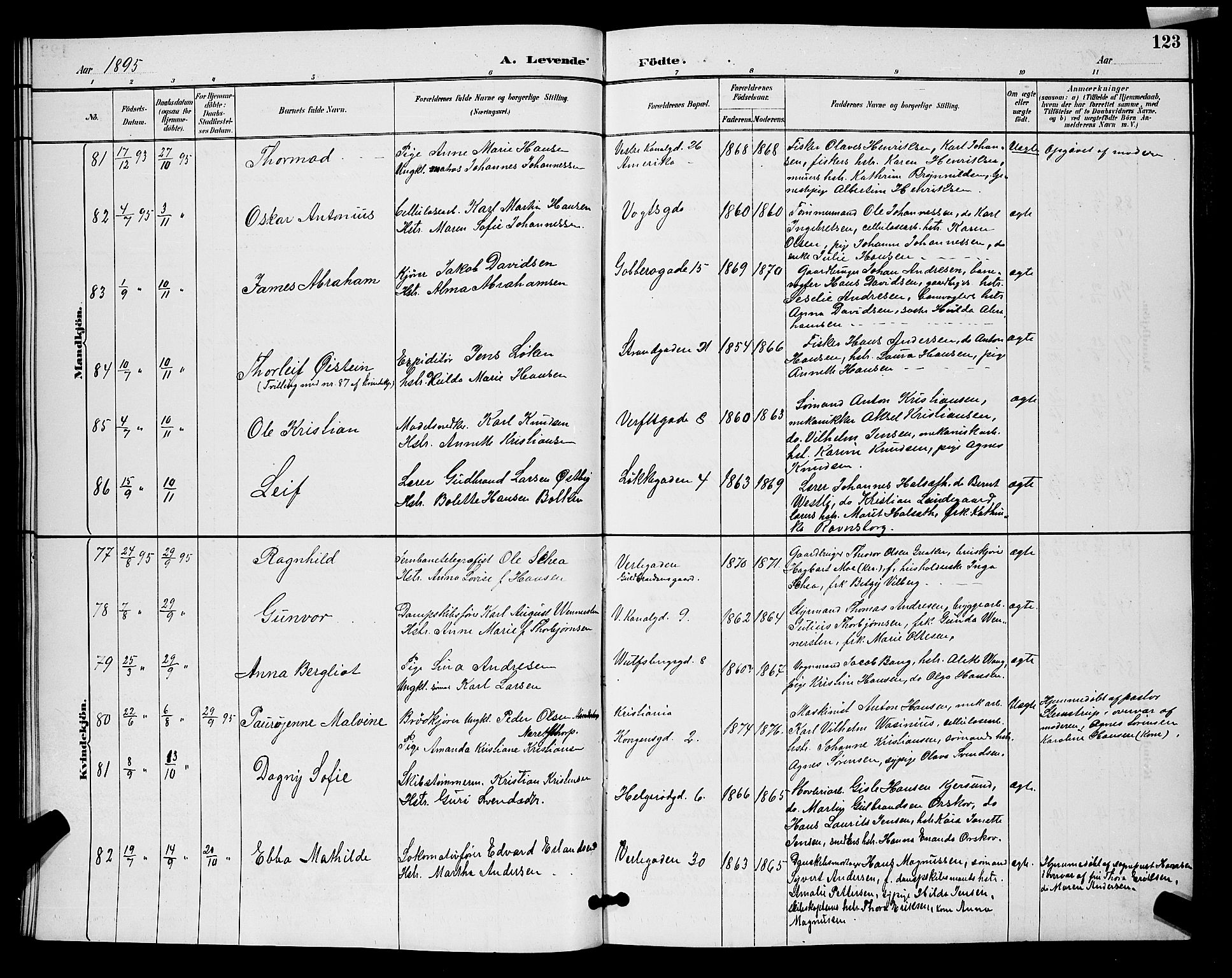 Moss prestekontor Kirkebøker, SAO/A-2003/G/Ga/L0006: Parish register (copy) no. I 6, 1889-1900, p. 123