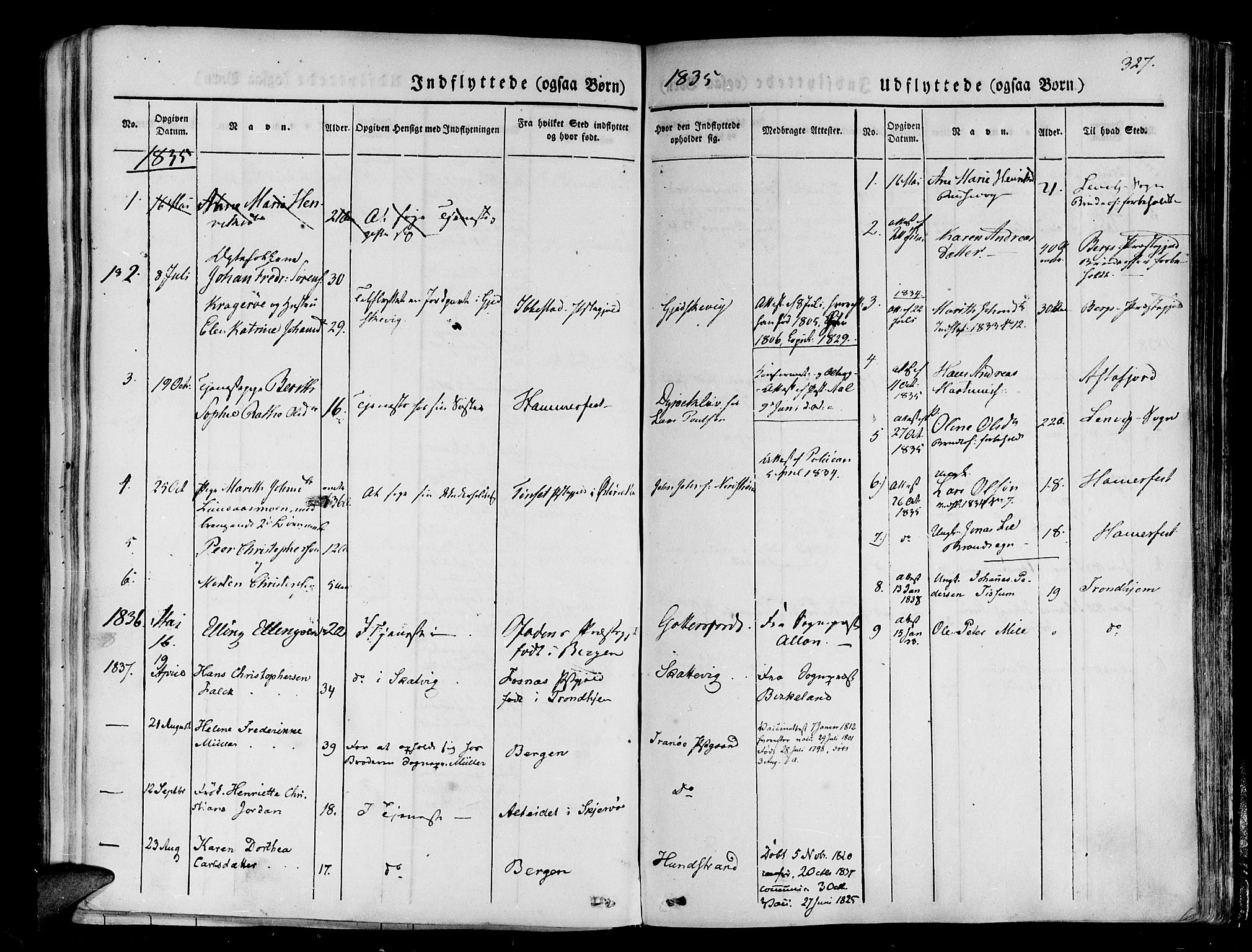 Tranøy sokneprestkontor, SATØ/S-1313/I/Ia/Iaa/L0005kirke: Parish register (official) no. 5, 1829-1844, p. 327