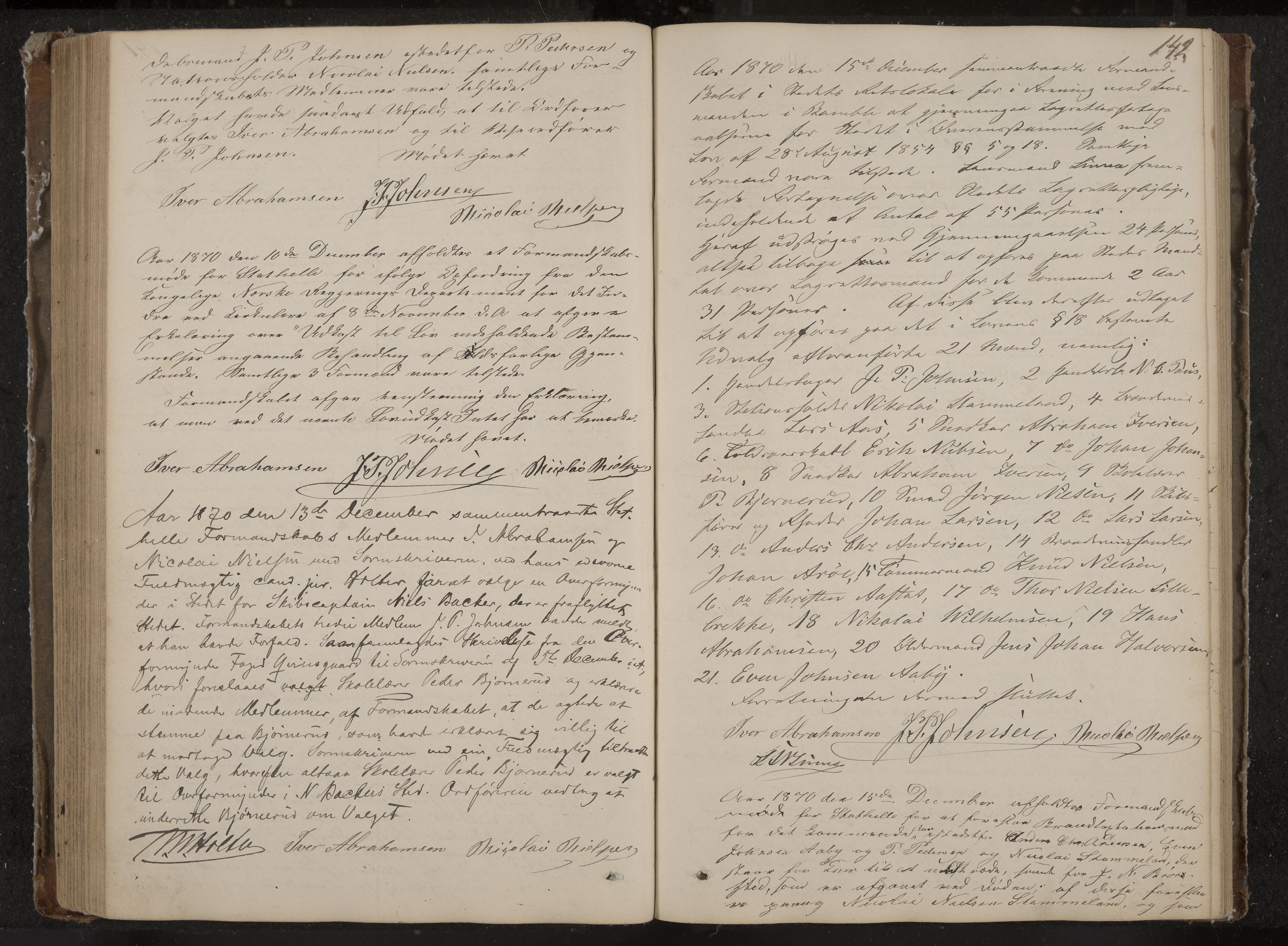 Stathelle formannskap og sentraladministrasjon, IKAK/0803021/A/L0001: Møtebok, 1852-1891, p. 142