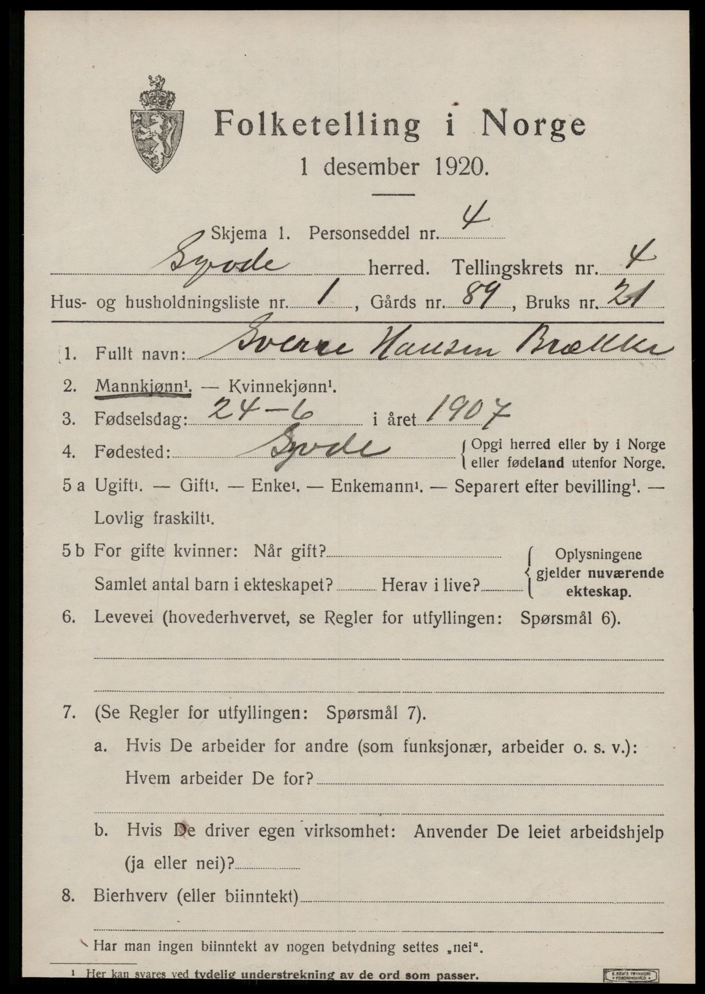 SAT, 1920 census for Syvde, 1920, p. 1348