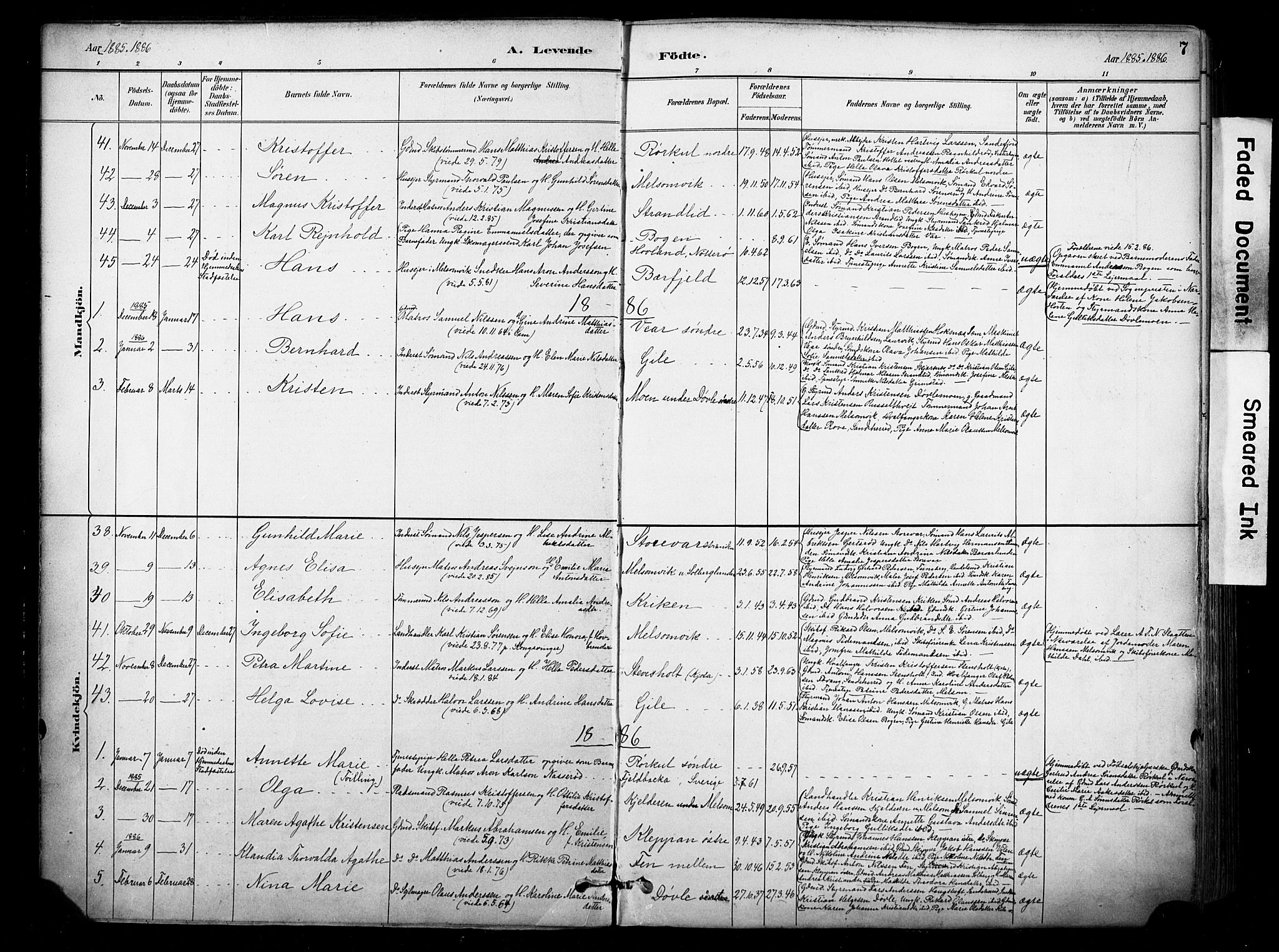 Stokke kirkebøker, AV/SAKO-A-320/F/Fa/L0010: Parish register (official) no. I 10, 1884-1903, p. 7