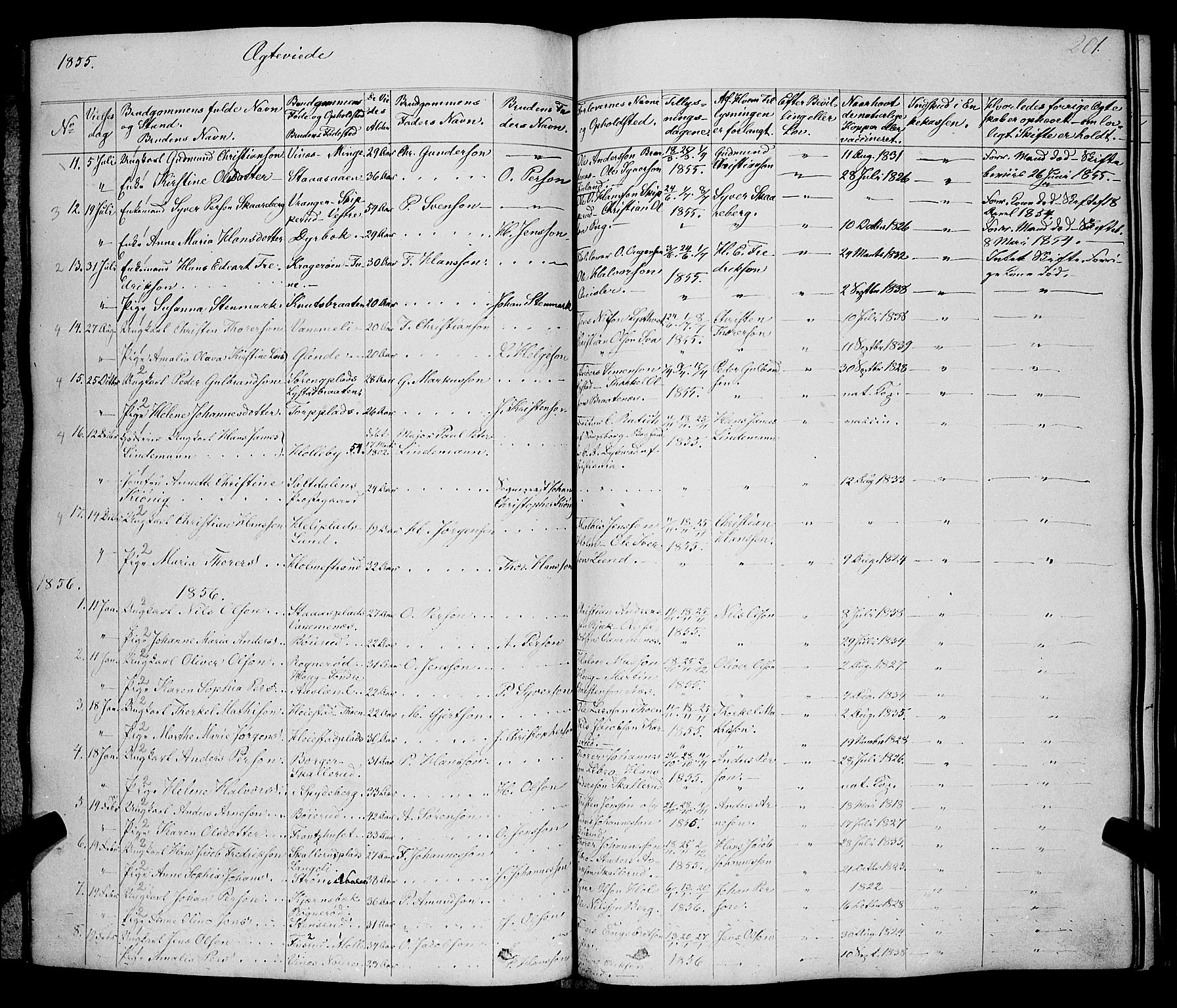 Skiptvet prestekontor Kirkebøker, SAO/A-20009/F/Fa/L0006: Parish register (official) no. 6, 1839-1860, p. 201