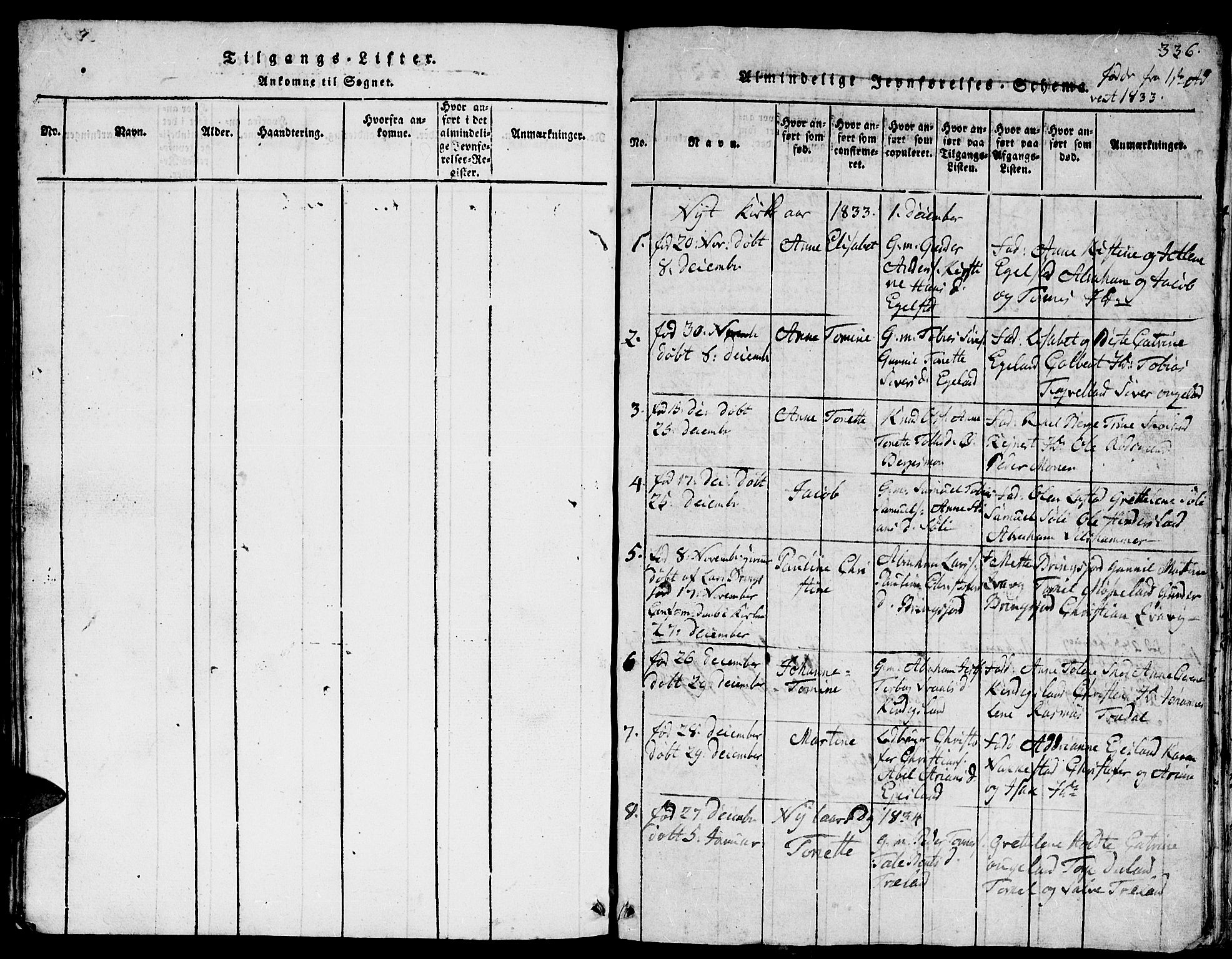 Lyngdal sokneprestkontor, AV/SAK-1111-0029/F/Fb/Fbc/L0001: Parish register (copy) no. B 1, 1815-1844, p. 336