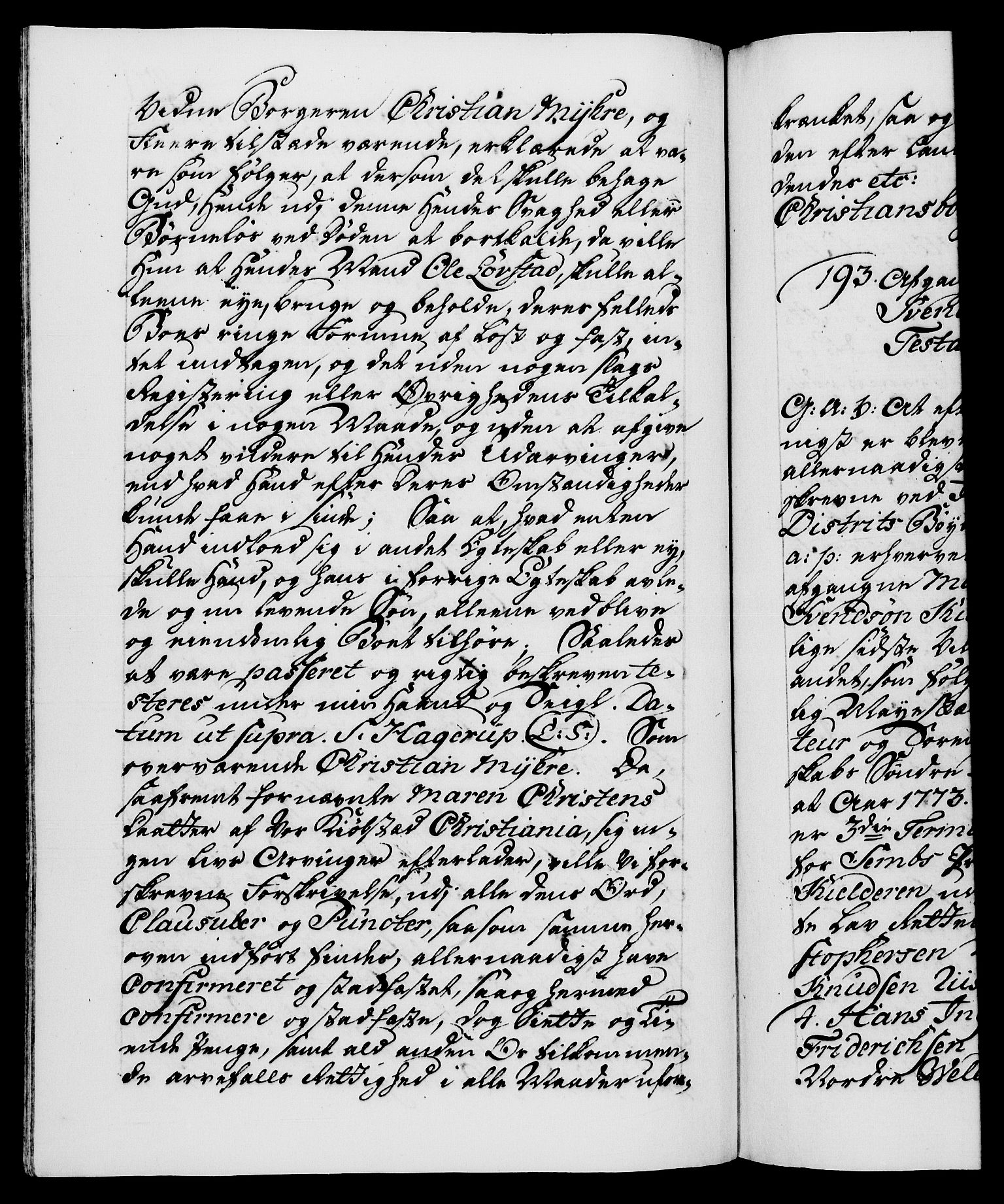 Danske Kanselli 1572-1799, AV/RA-EA-3023/F/Fc/Fca/Fcaa/L0046: Norske registre, 1773-1775, p. 421b