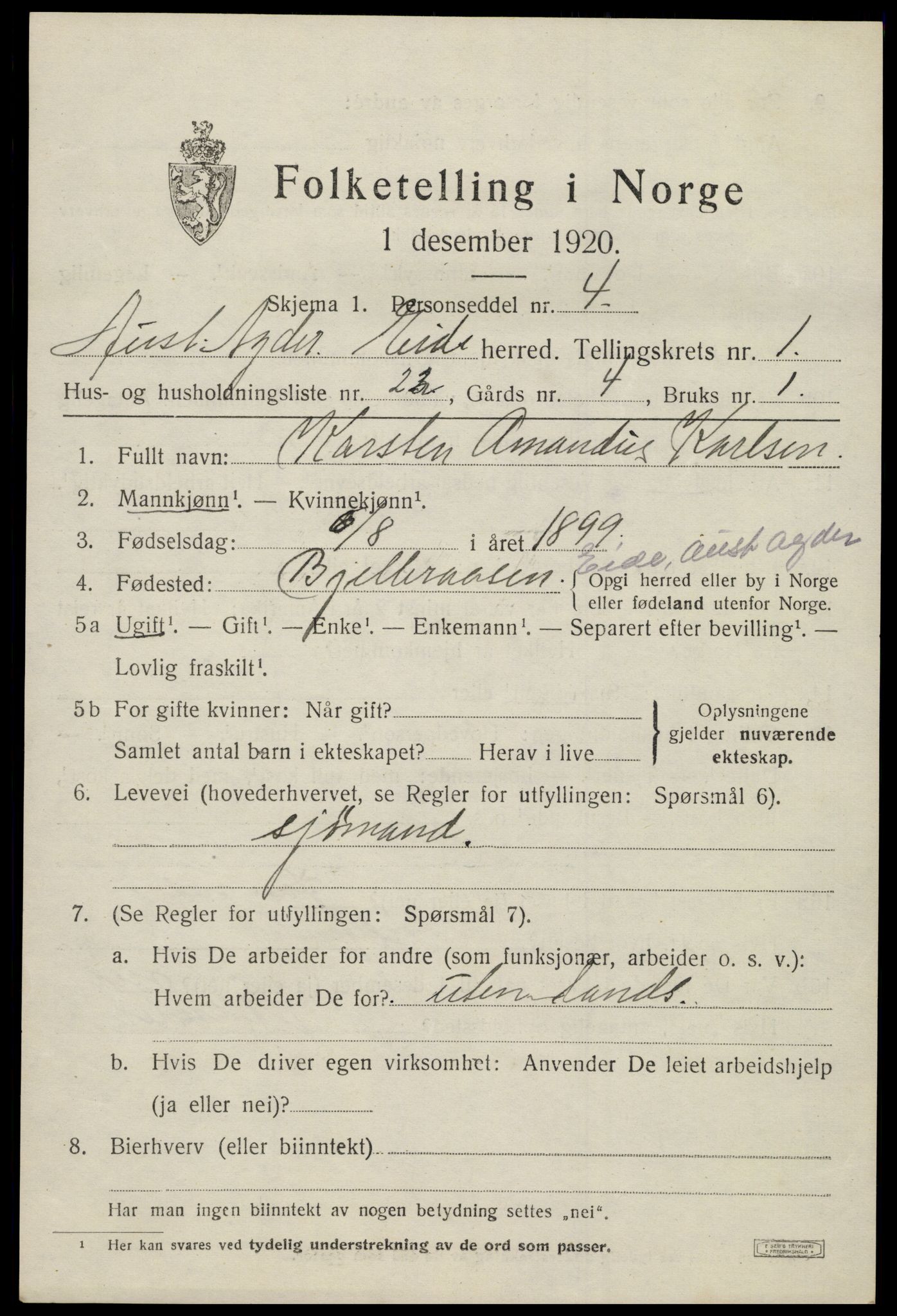 SAK, 1920 census for Eide, 1920, p. 514