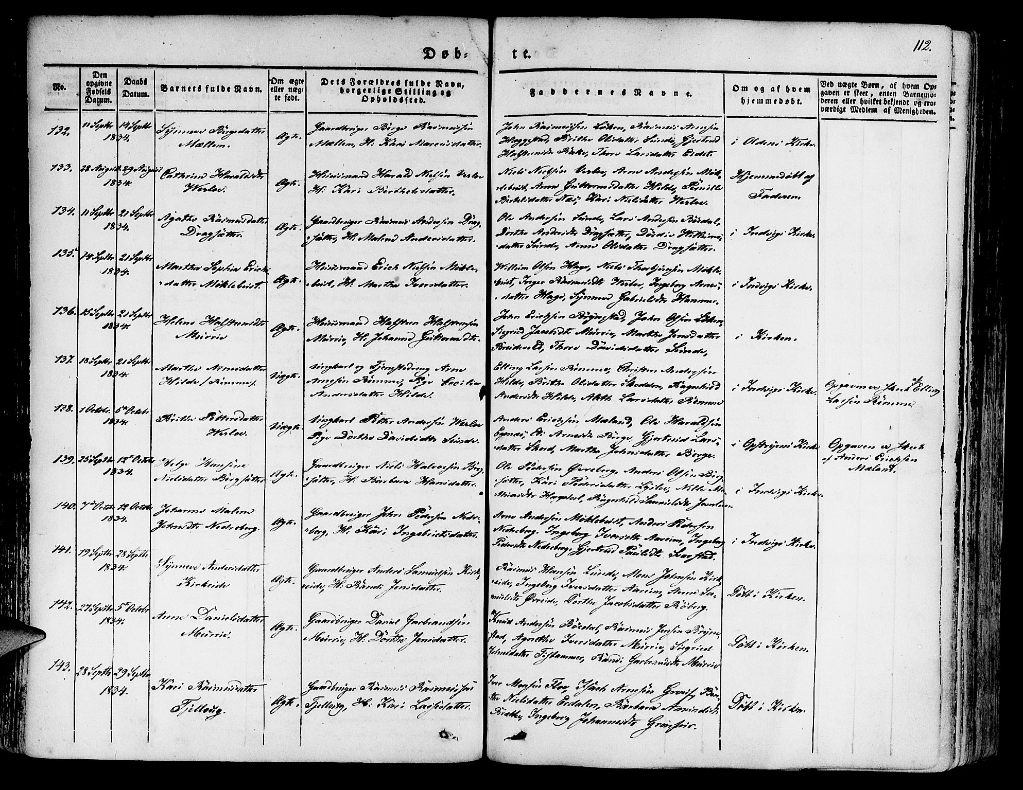 Innvik sokneprestembete, AV/SAB-A-80501: Parish register (official) no. A 4I, 1831-1846, p. 112