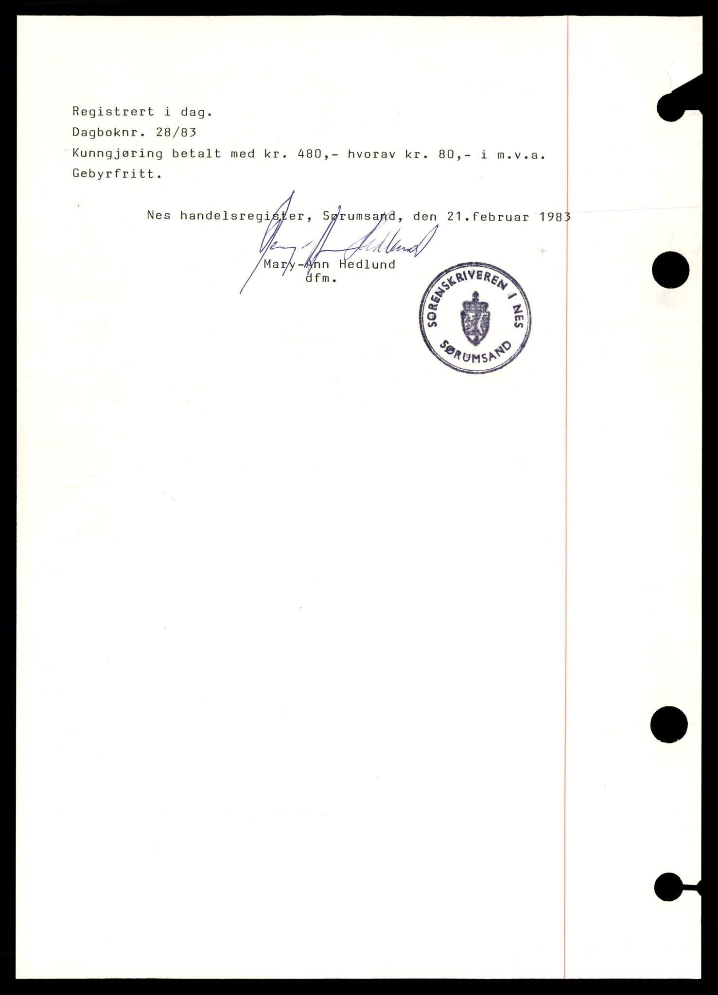 Nes tingrett, AV/SAT-A-10548/K/Ke/Keb/L0011: Aksjeselskap, Elc - Far, 1944-1990, p. 2