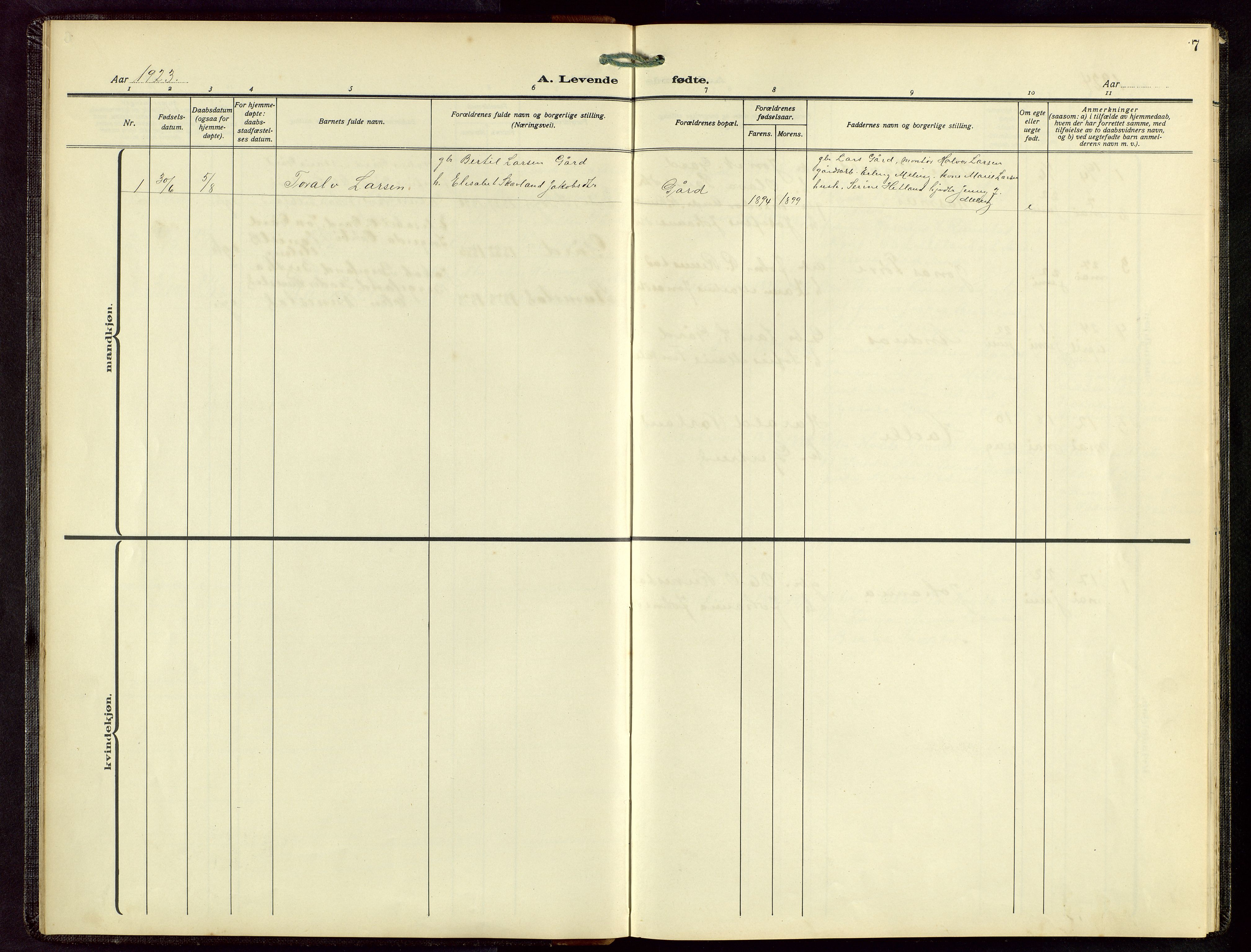 Finnøy sokneprestkontor, AV/SAST-A-101825/H/Ha/Hab/L0007: Parish register (copy) no. B 7, 1917-1954, p. 7