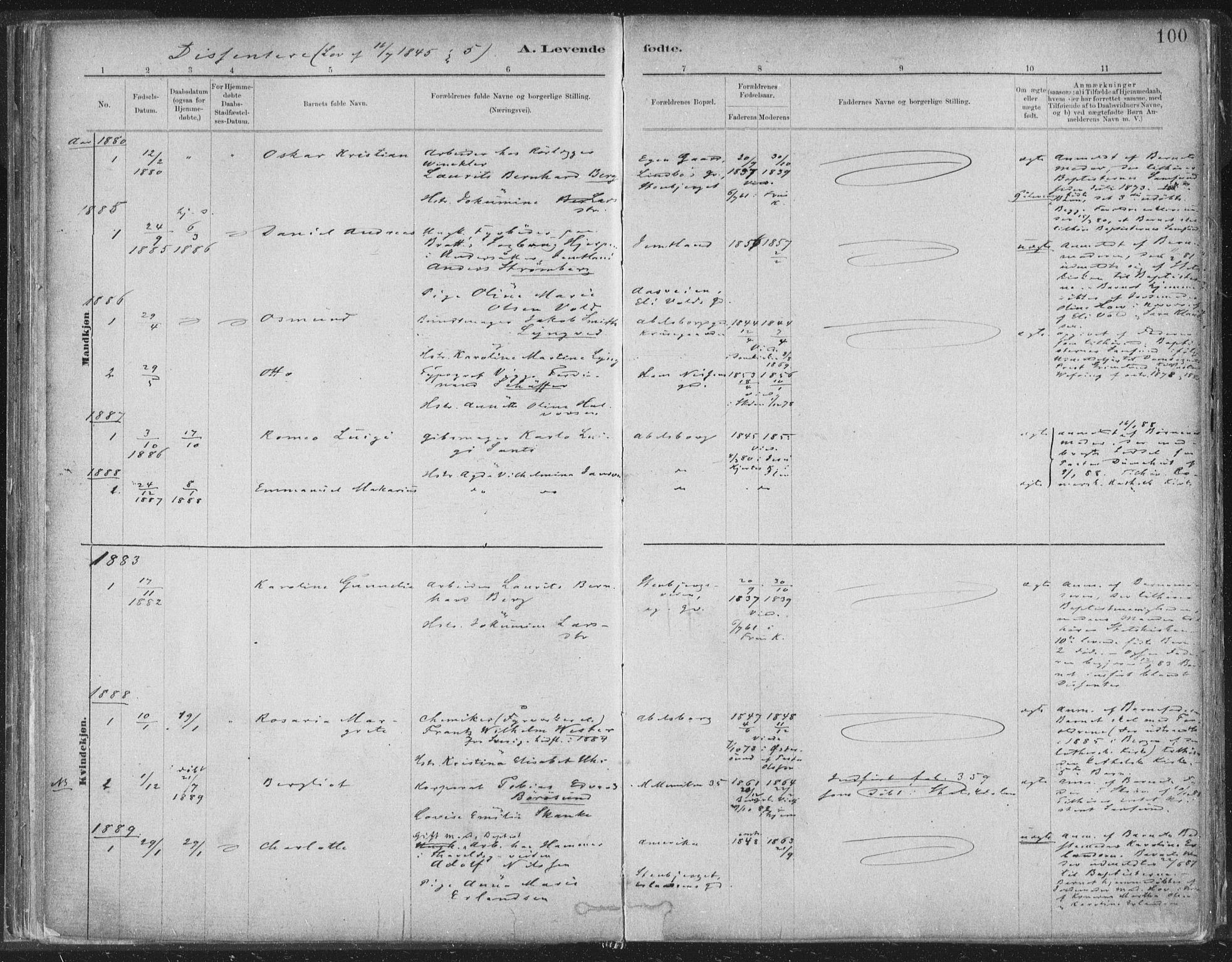 Ministerialprotokoller, klokkerbøker og fødselsregistre - Sør-Trøndelag, SAT/A-1456/603/L0162: Parish register (official) no. 603A01, 1879-1895, p. 100