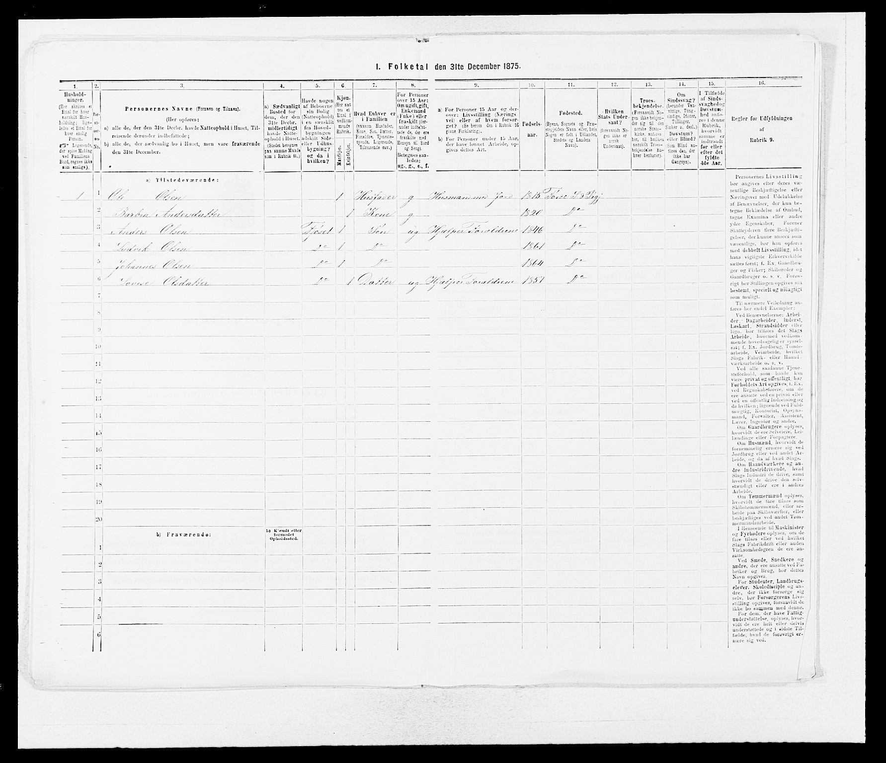 SAB, 1875 census for 1432P Førde, 1875, p. 601