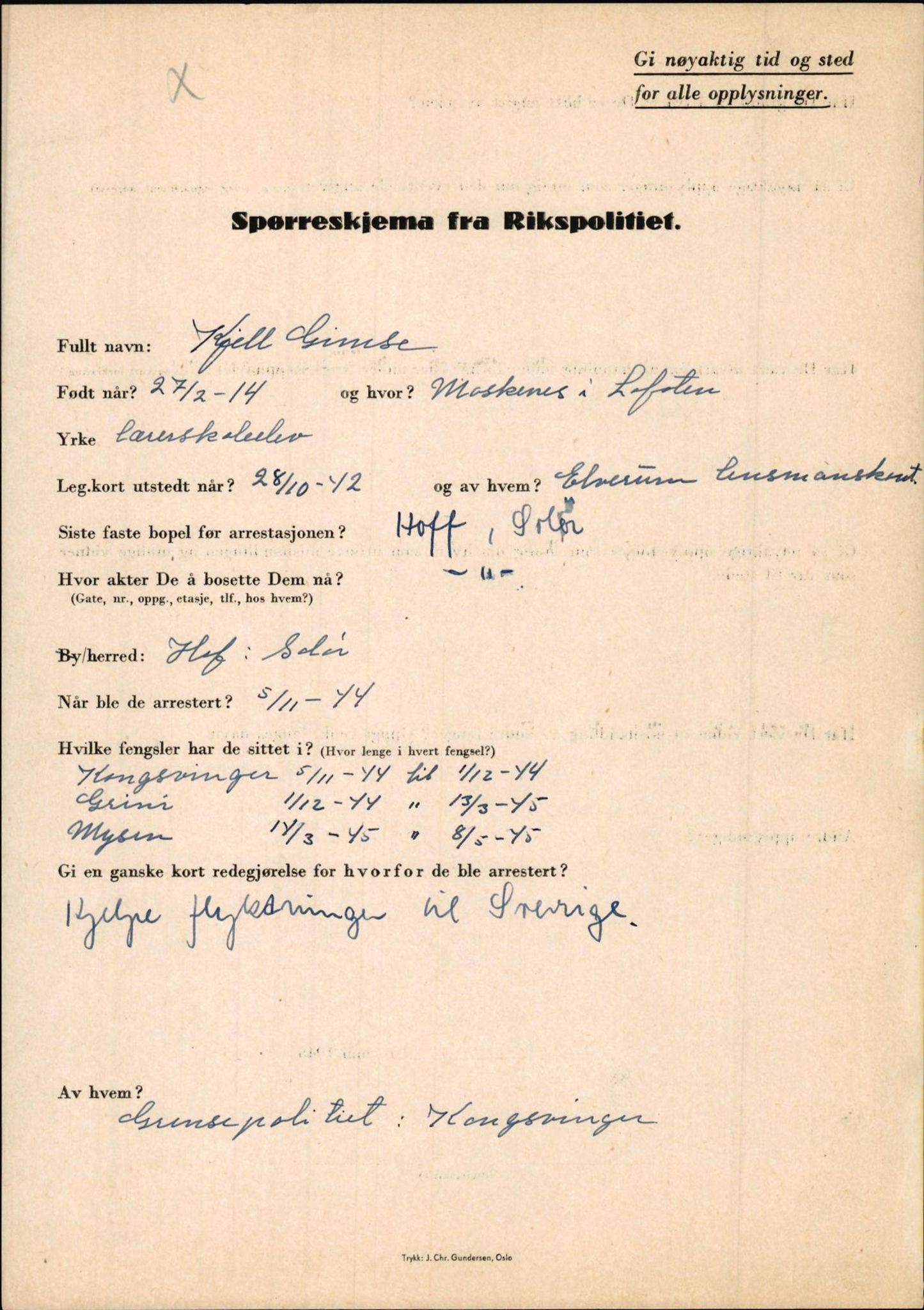 Rikspolitisjefen, AV/RA-S-1560/L/L0005: Gidske, Peder Martin -  Hansell, Georg, 1940-1945, p. 21