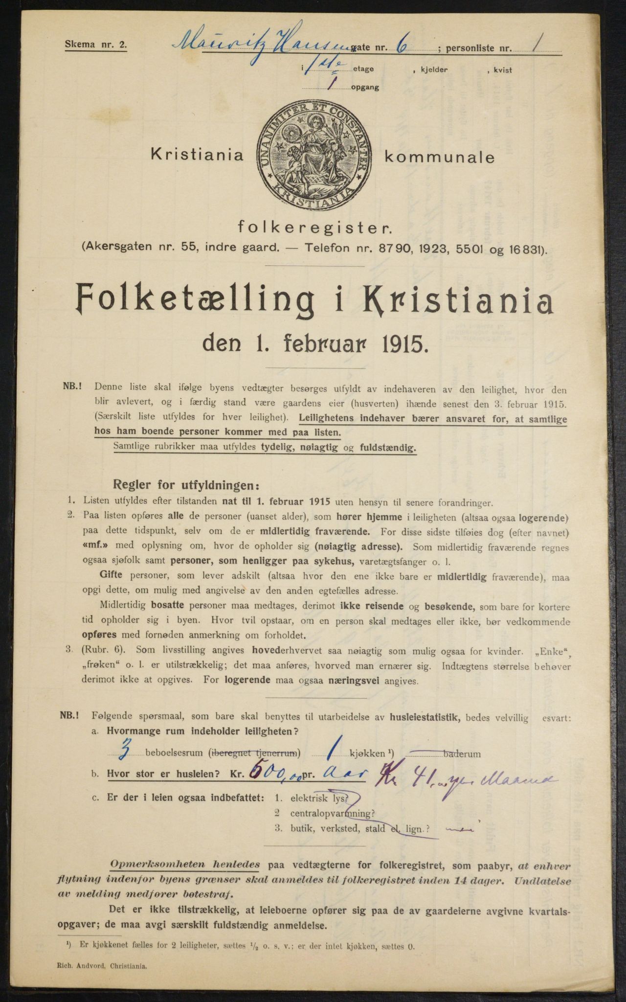 OBA, Municipal Census 1915 for Kristiania, 1915, p. 64432