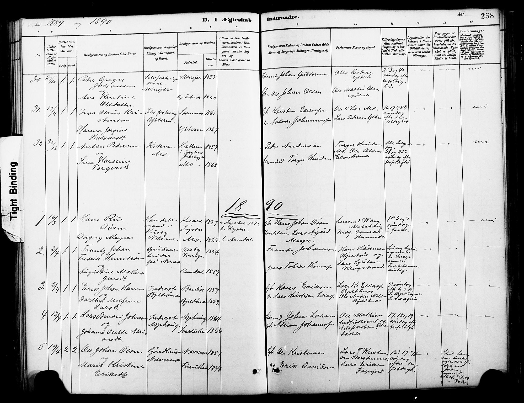 Ministerialprotokoller, klokkerbøker og fødselsregistre - Nordland, AV/SAT-A-1459/827/L0421: Parish register (copy) no. 827C10, 1887-1906, p. 258