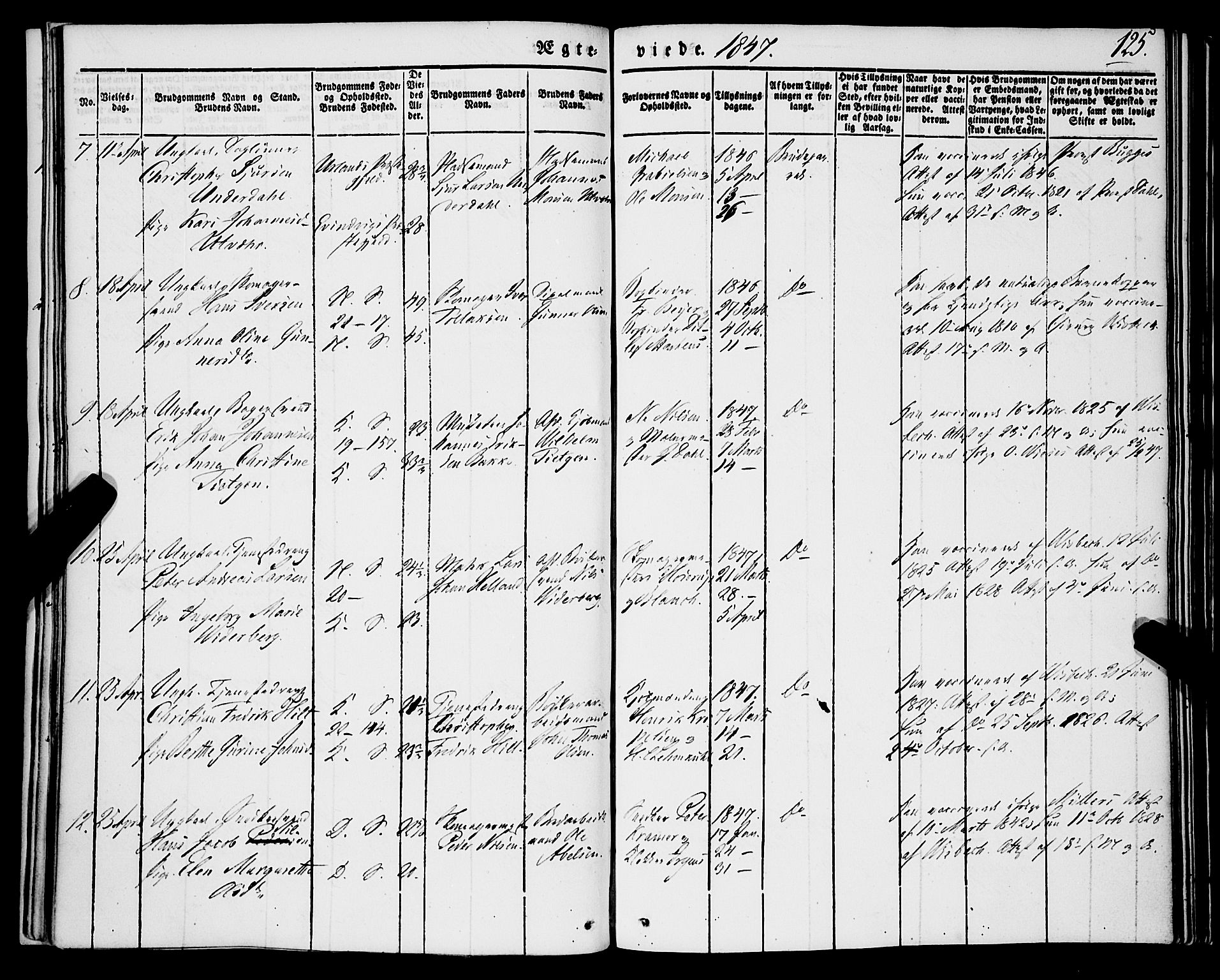 Korskirken sokneprestembete, AV/SAB-A-76101/H/Haa/L0034: Parish register (official) no. D 1, 1832-1852, p. 125