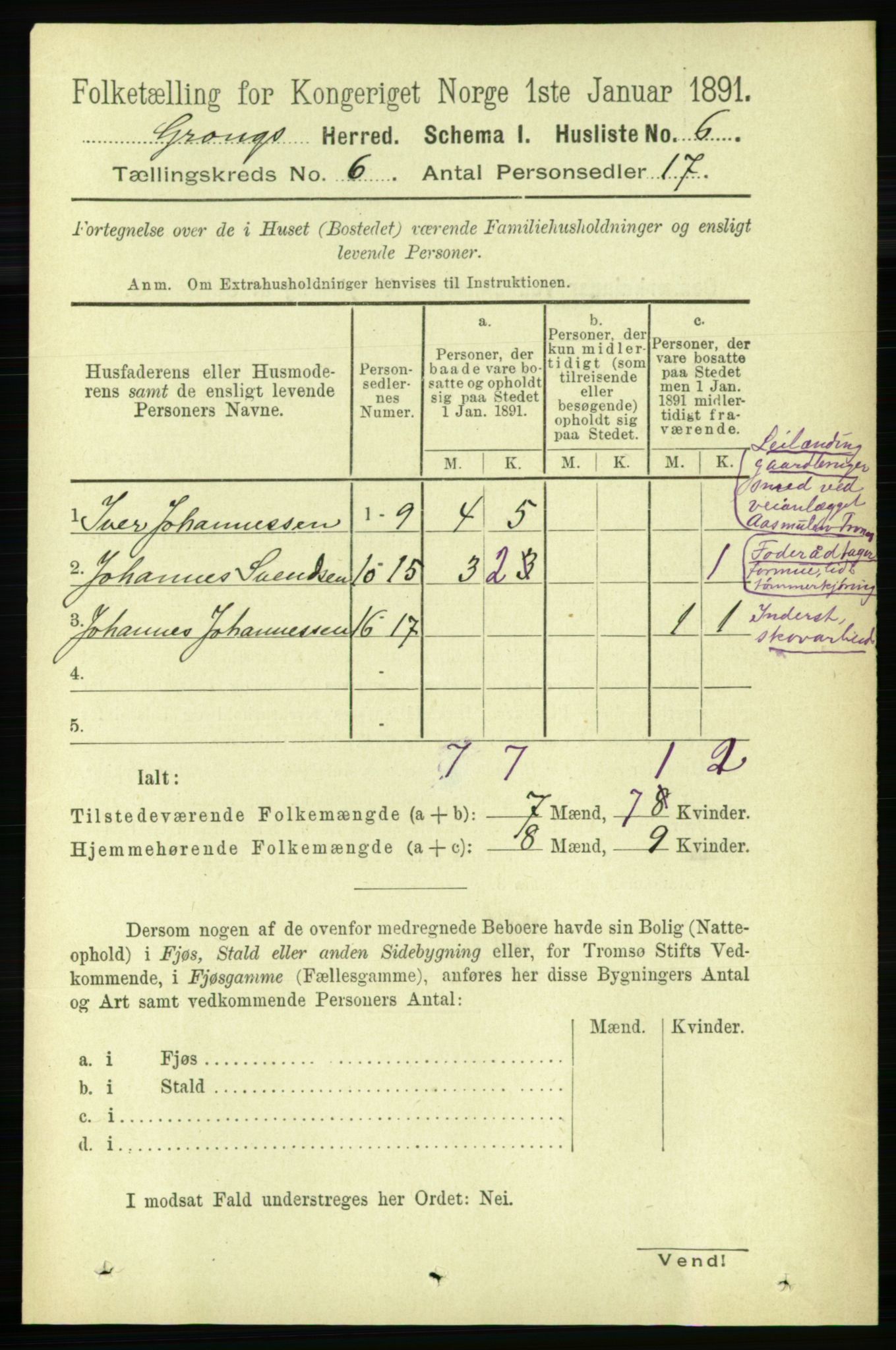 RA, 1891 census for 1742 Grong, 1891, p. 2304