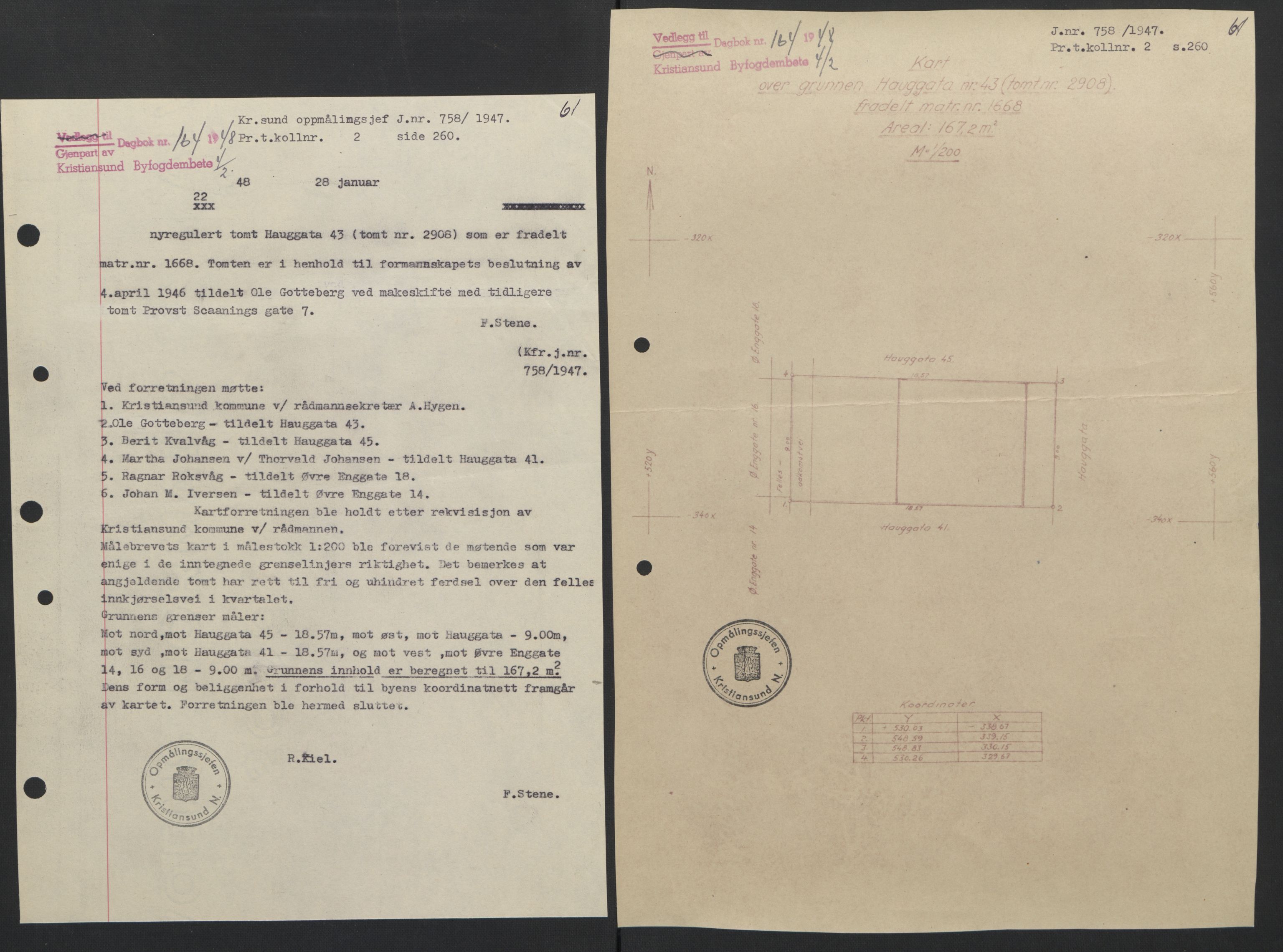 Kristiansund byfogd, AV/SAT-A-4587/A/27: Mortgage book no. 42, 1947-1950, Diary no: : 164/1948