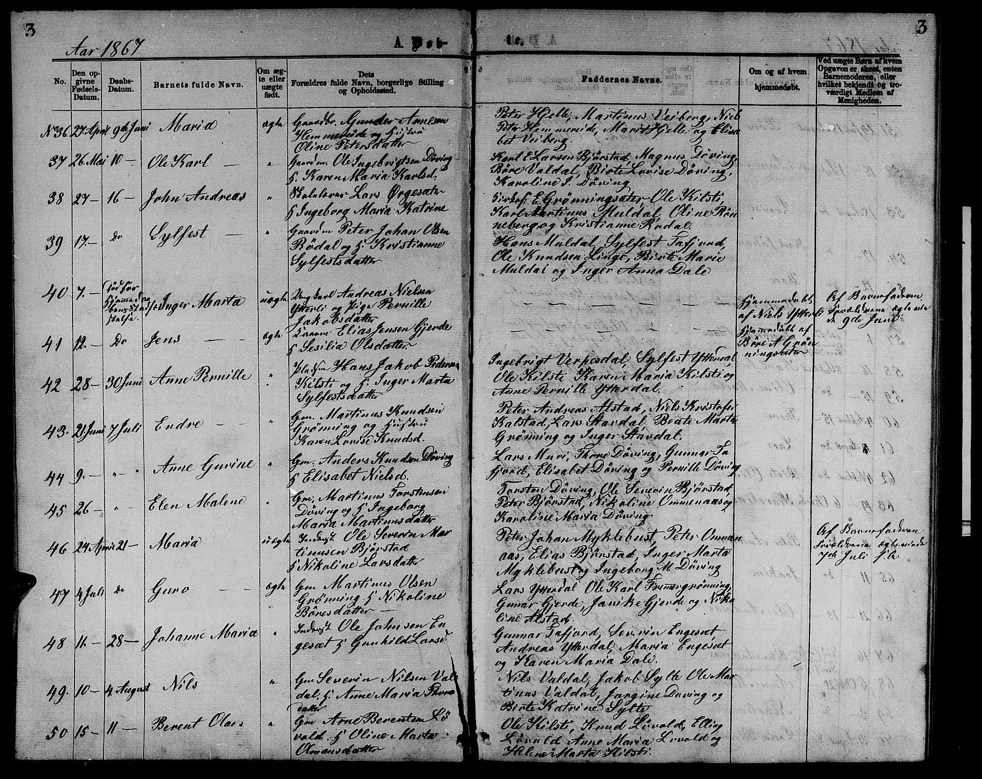 Ministerialprotokoller, klokkerbøker og fødselsregistre - Møre og Romsdal, SAT/A-1454/519/L0262: Parish register (copy) no. 519C03, 1866-1884, p. 3