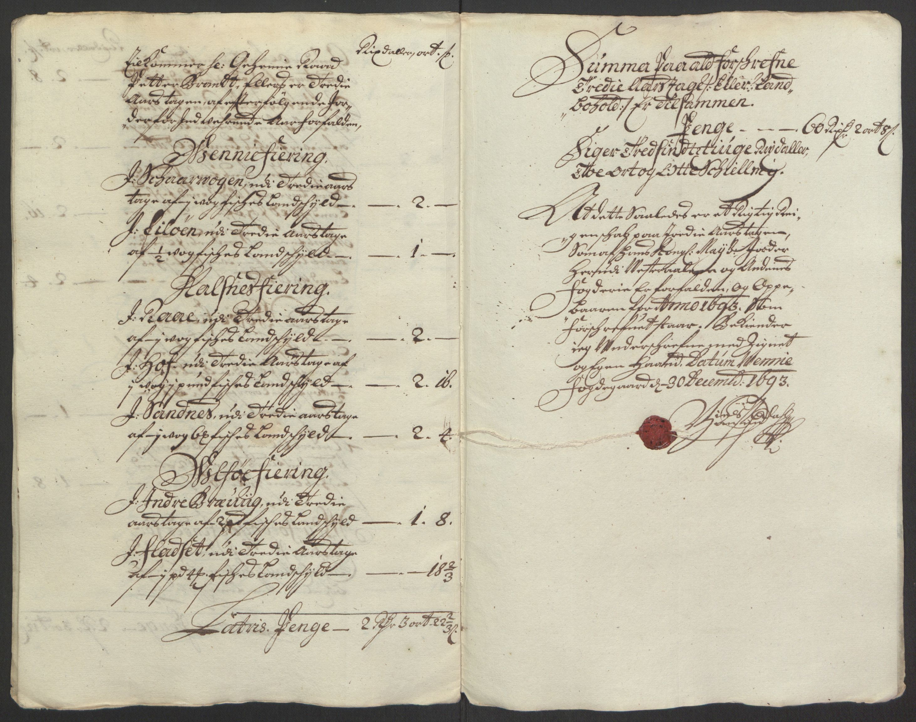 Rentekammeret inntil 1814, Reviderte regnskaper, Fogderegnskap, RA/EA-4092/R67/L4676: Fogderegnskap Vesterålen, Andenes og Lofoten, 1691-1693, p. 331