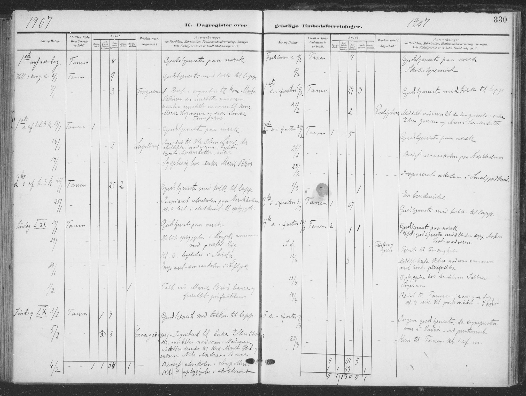 Tana sokneprestkontor, SATØ/S-1334/H/Ha/L0007kirke: Parish register (official) no. 7, 1904-1918, p. 330