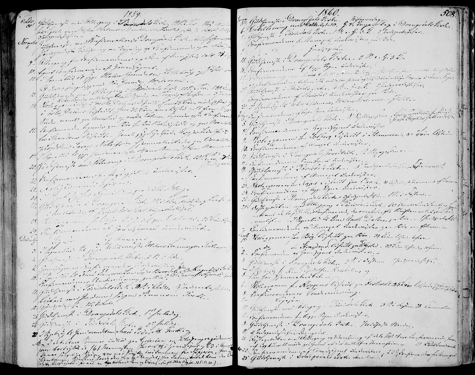 Drangedal kirkebøker, SAKO/A-258/F/Fa/L0008: Parish register (official) no. 8, 1857-1871, p. 508