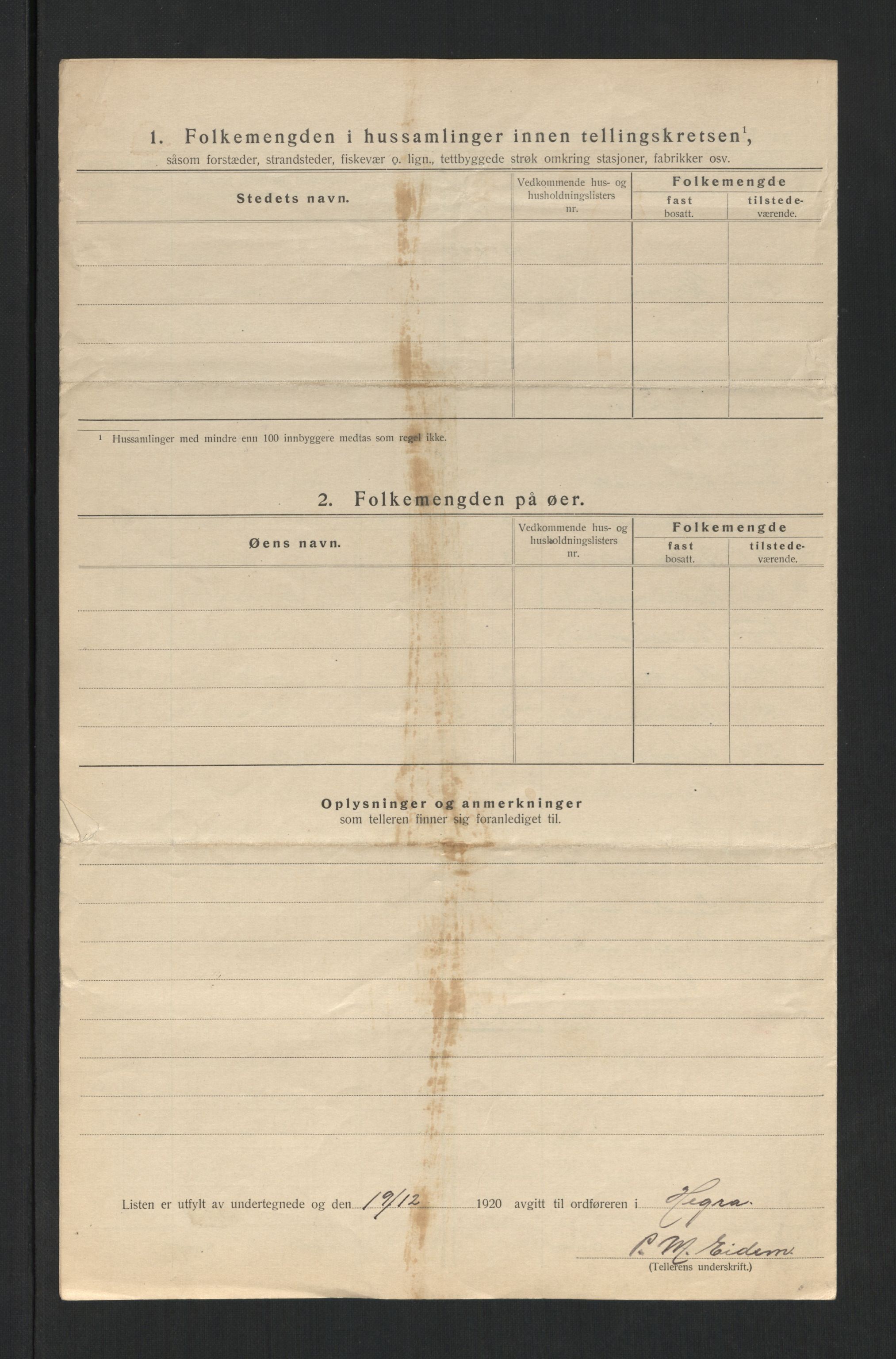 SAT, 1920 census for Hegra, 1920, p. 20