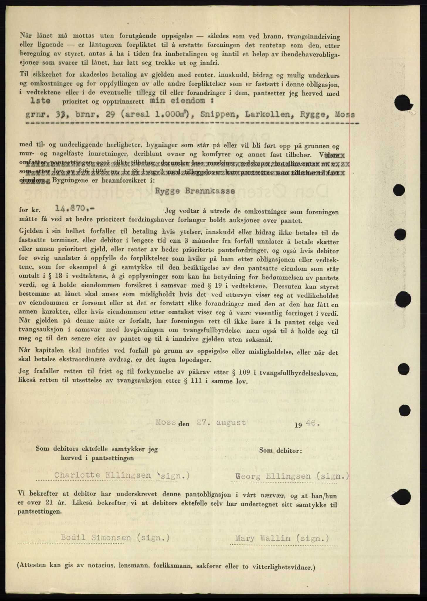 Moss sorenskriveri, AV/SAO-A-10168: Mortgage book no. B15, 1946-1946, Diary no: : 2035/1946