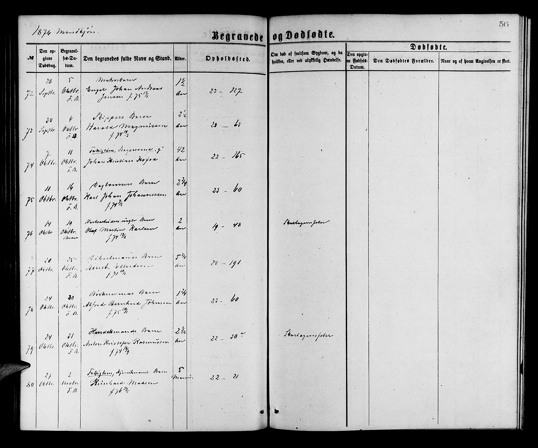 Korskirken sokneprestembete, AV/SAB-A-76101/H/Hab: Parish register (copy) no. E 3, 1871-1883, p. 56