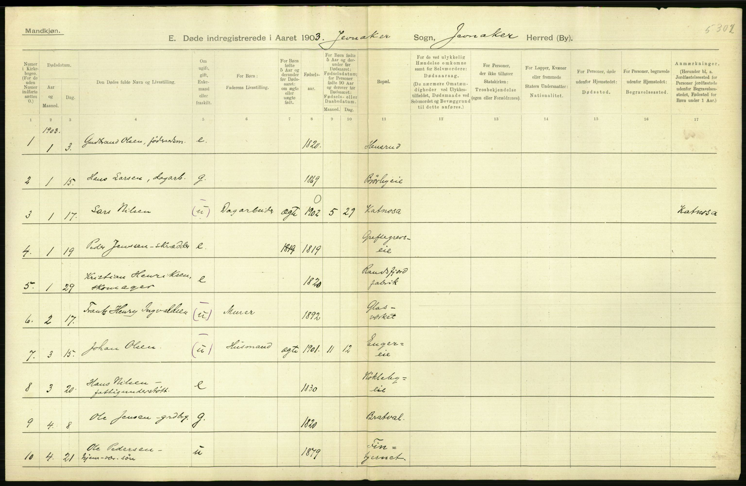 Statistisk sentralbyrå, Sosiodemografiske emner, Befolkning, AV/RA-S-2228/D/Df/Dfa/Dfaa/L0006: Kristians amt: Fødte, gifte, døde, 1903, p. 592