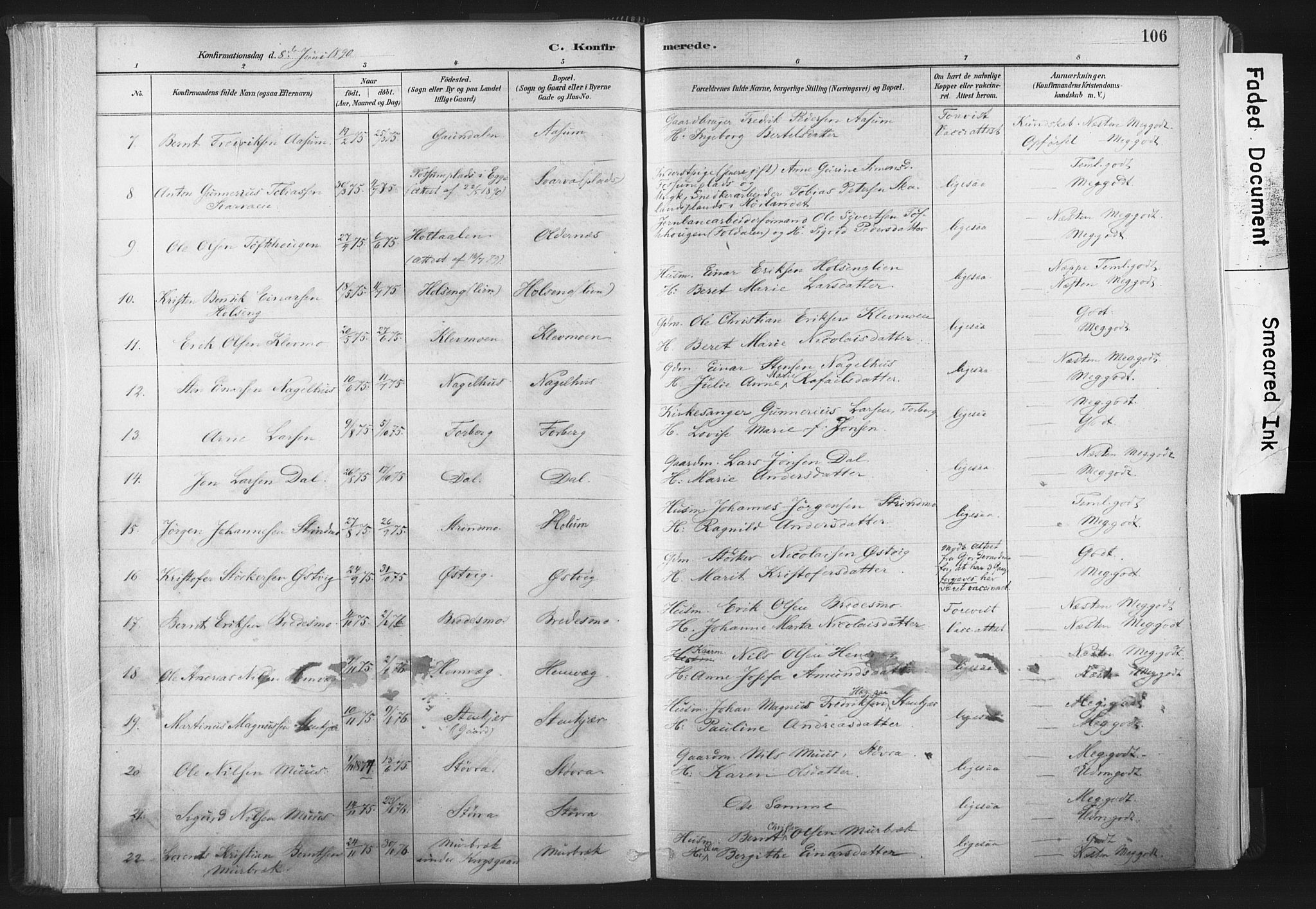 Ministerialprotokoller, klokkerbøker og fødselsregistre - Nord-Trøndelag, AV/SAT-A-1458/749/L0474: Parish register (official) no. 749A08, 1887-1903, p. 106