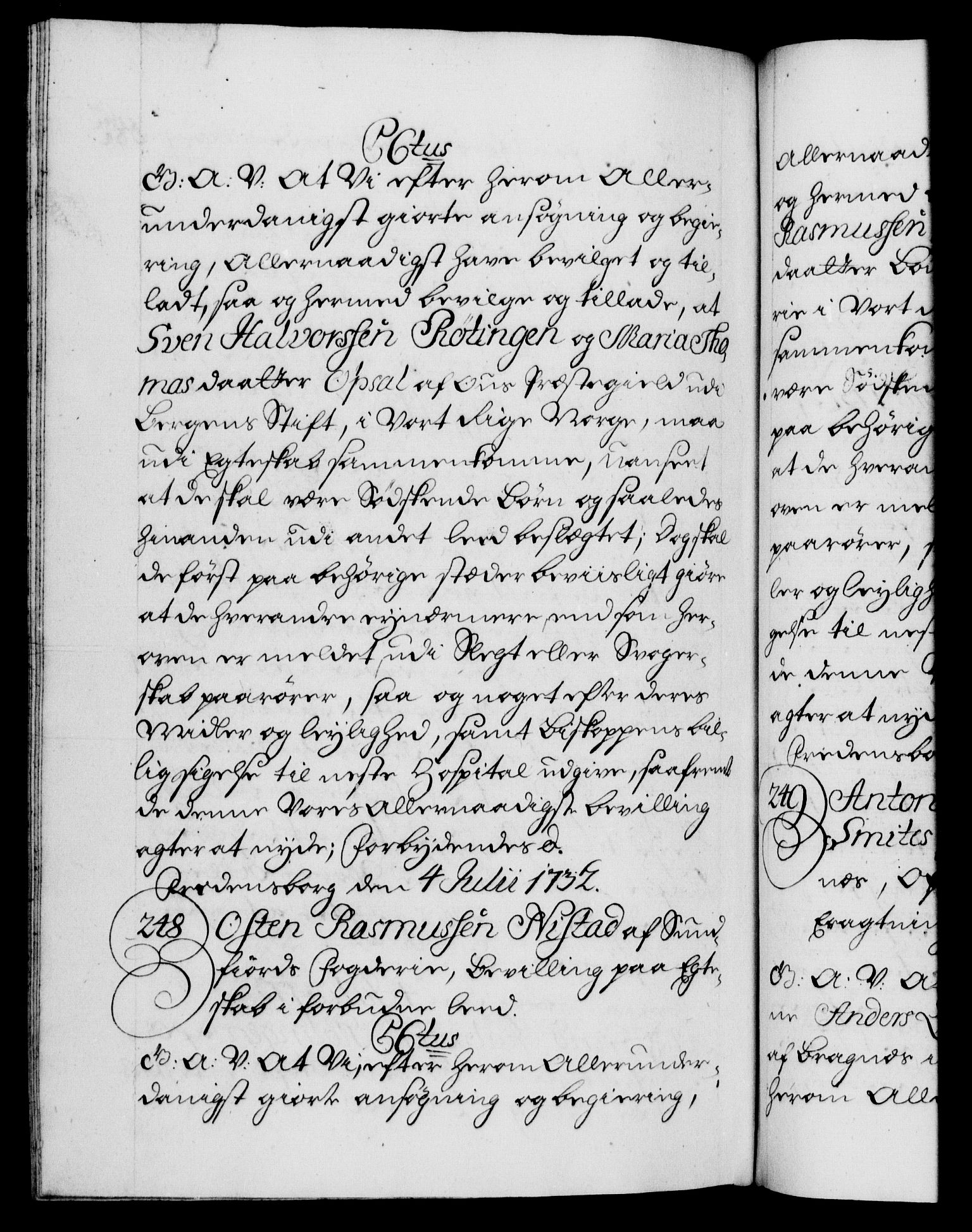 Danske Kanselli 1572-1799, AV/RA-EA-3023/F/Fc/Fca/Fcaa/L0027: Norske registre, 1730-1732, p. 582b