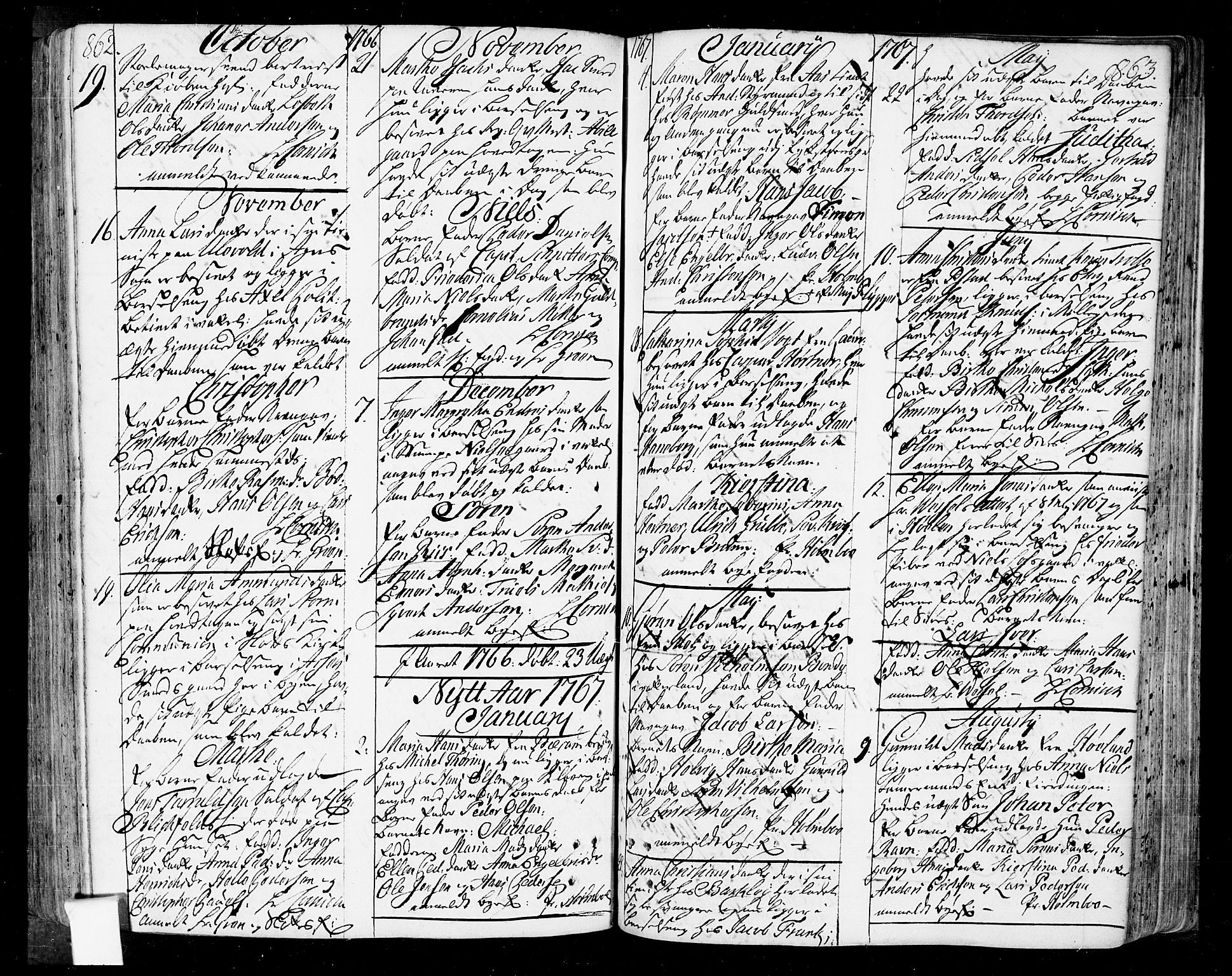Oslo domkirke Kirkebøker, SAO/A-10752/F/Fa/L0004: Parish register (official) no. 4, 1743-1786, p. 862-863
