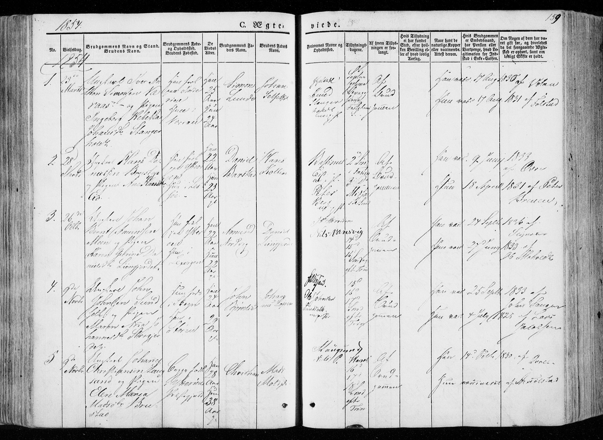 Ministerialprotokoller, klokkerbøker og fødselsregistre - Nord-Trøndelag, SAT/A-1458/722/L0218: Parish register (official) no. 722A05, 1843-1868, p. 159