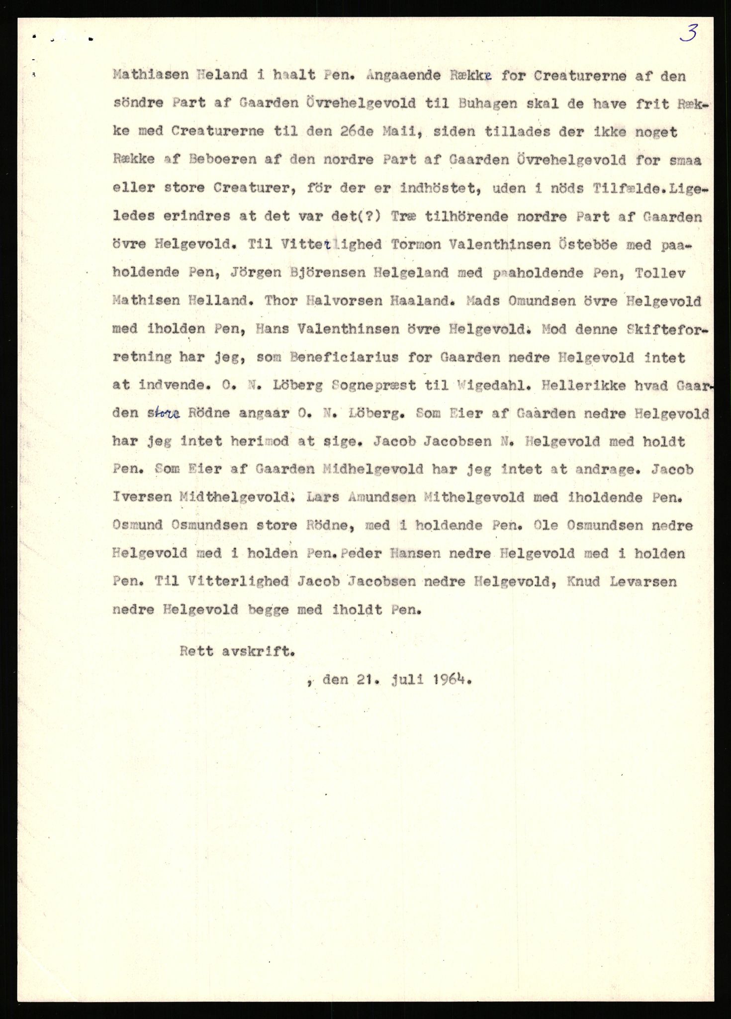 Statsarkivet i Stavanger, AV/SAST-A-101971/03/Y/Yj/L0034: Avskrifter sortert etter gårdsnavn: Helgeland i Bjerkreim - Helle nedre, 1750-1930, p. 195