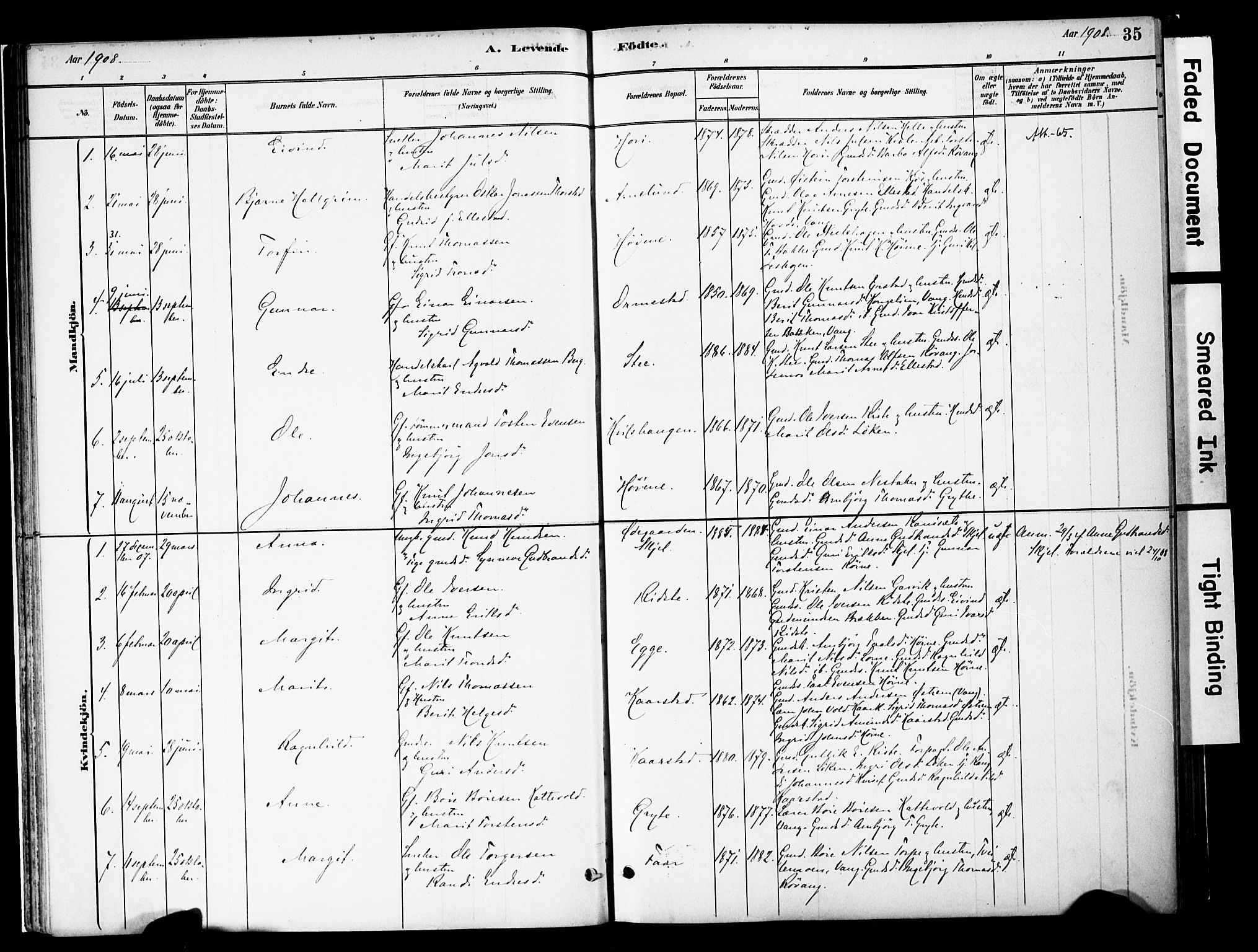 Vestre Slidre prestekontor, SAH/PREST-136/H/Ha/Haa/L0005: Parish register (official) no. 5, 1881-1912, p. 35
