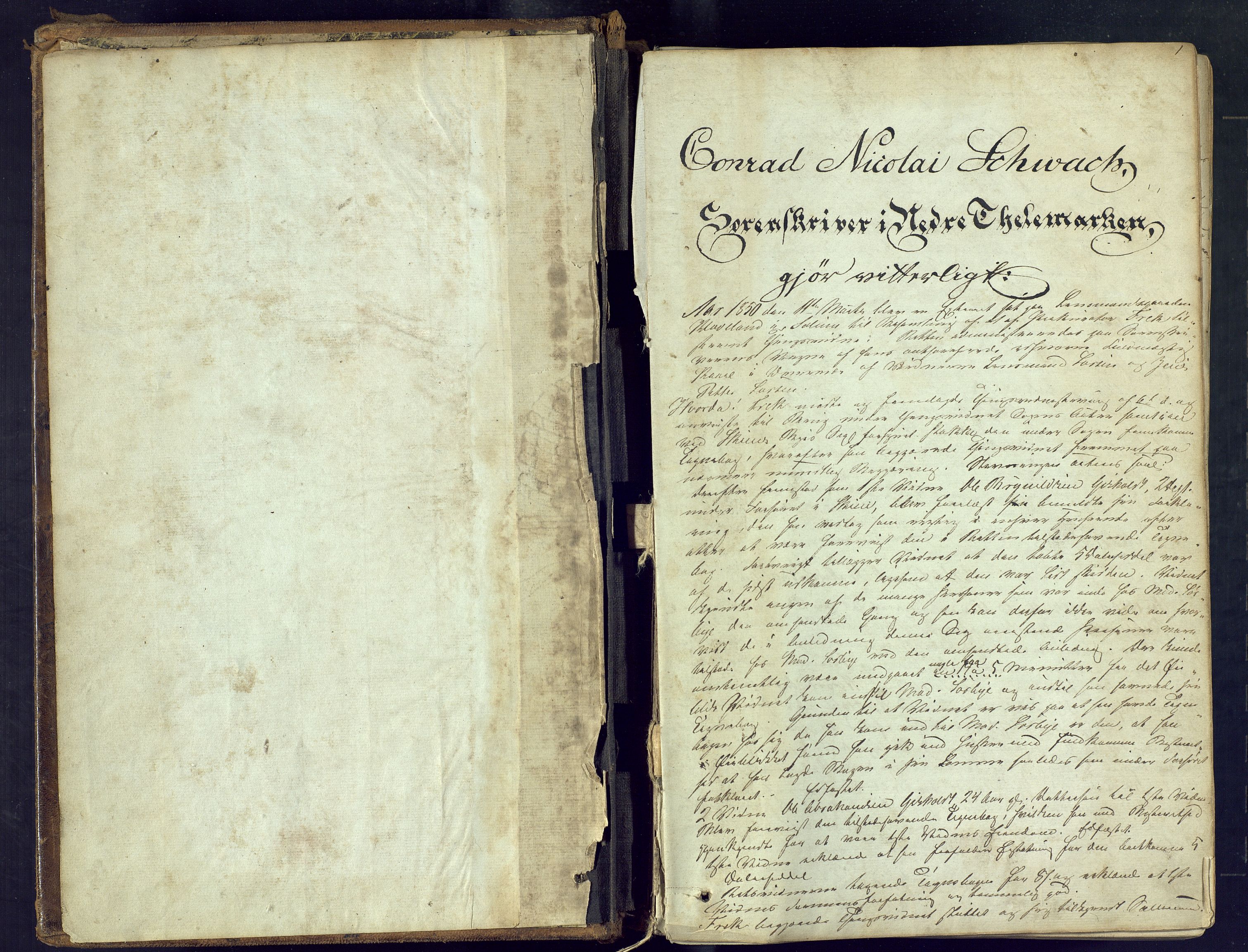 Nedre Telemark sorenskriveri, AV/SAKO-A-135/F/Fc/Fca/L0010: Ekstrarettsprotokoll, 1850-1858, p. 1